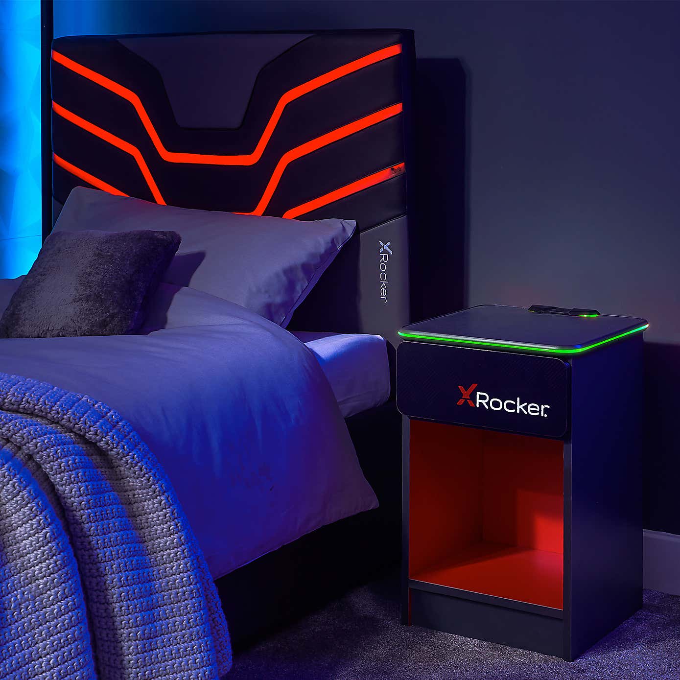 X Rocker Carbon Tek Bedside Table with Wireless charging