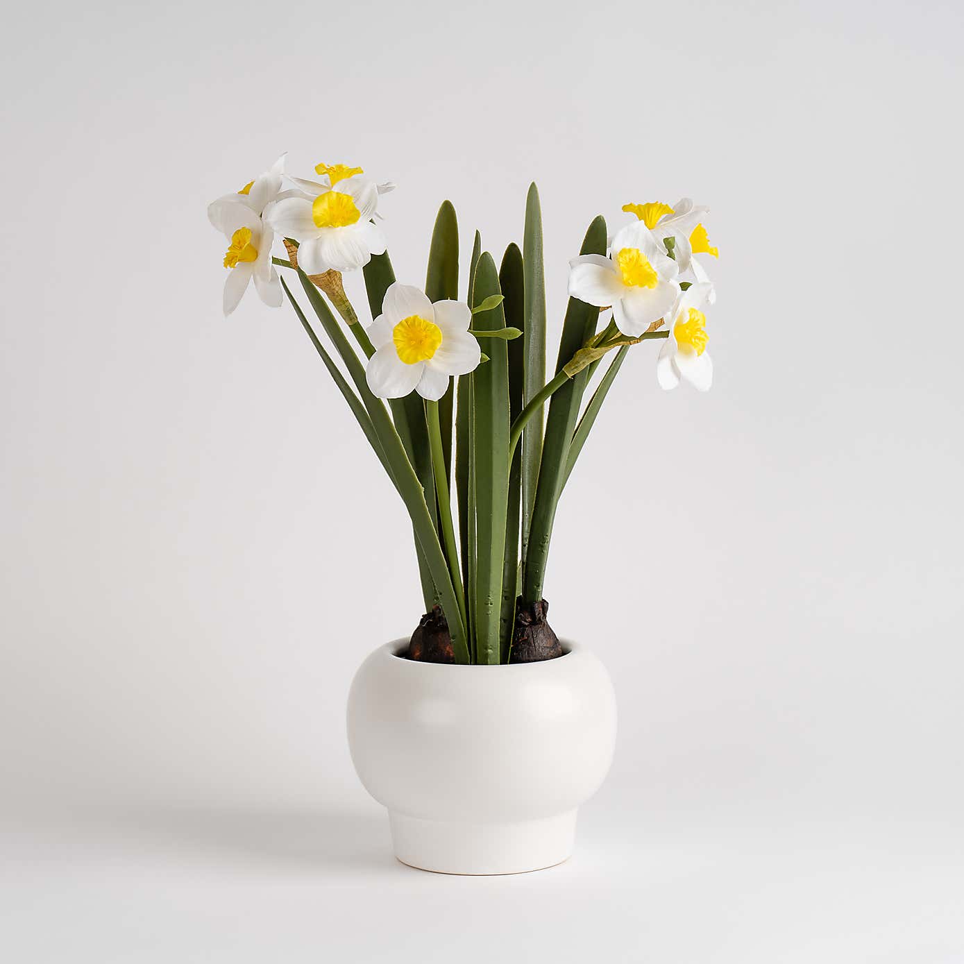 Artificial Daffodil Spray in Ceramic Pot