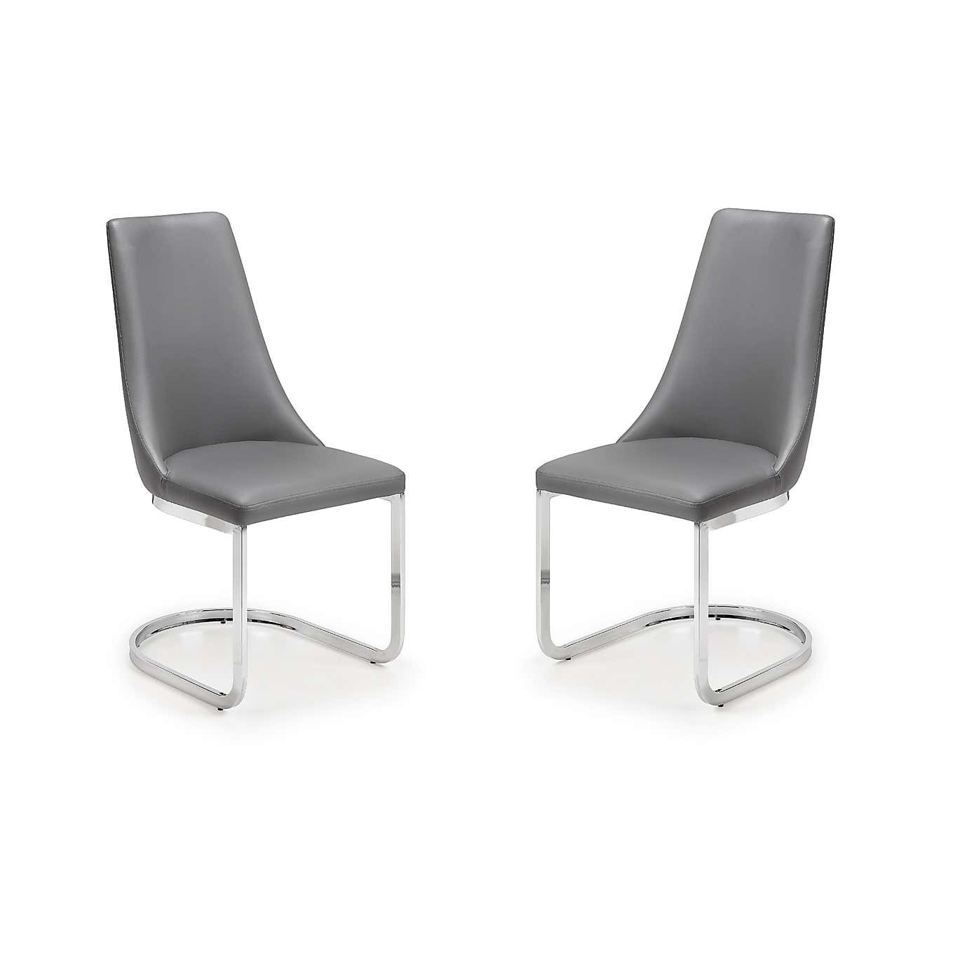 Como Set of 2 Dining Chairs Grey PU Leather