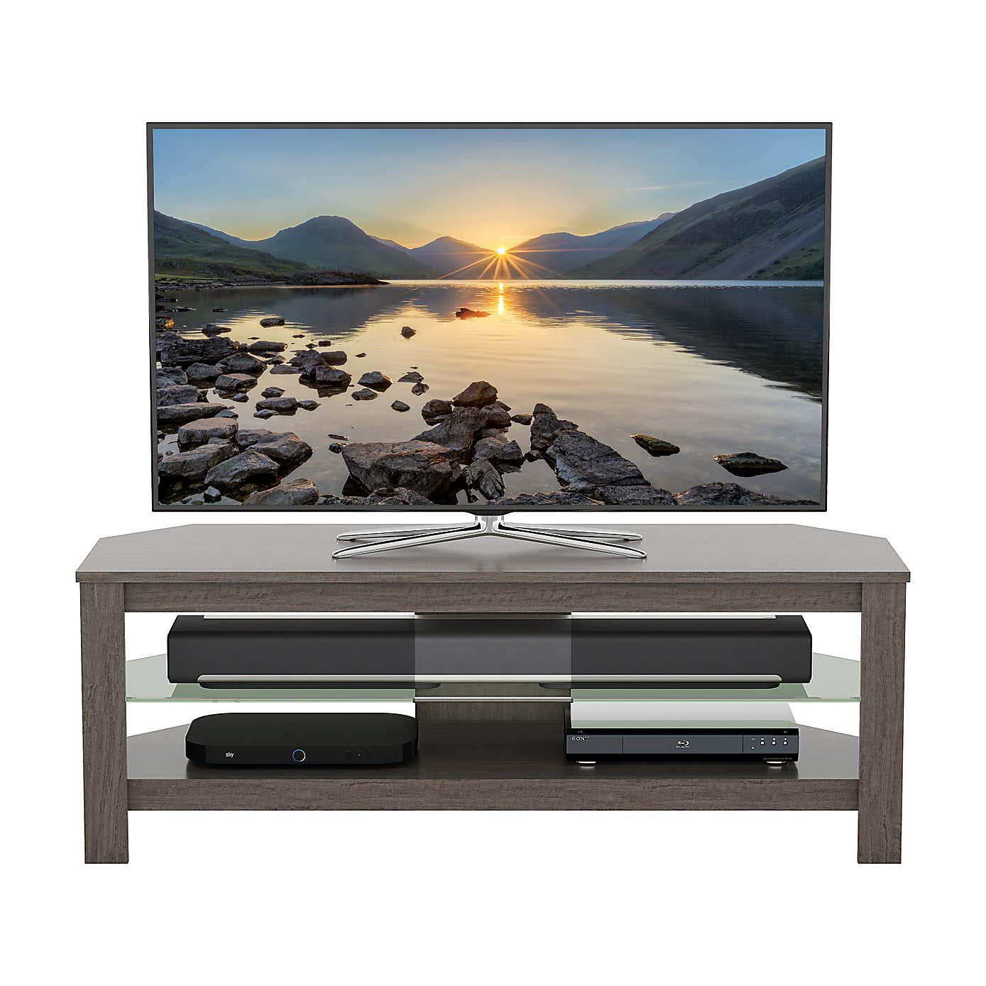 Calibre Plus Wide TV Stand, 115cm Grey Oak Effect