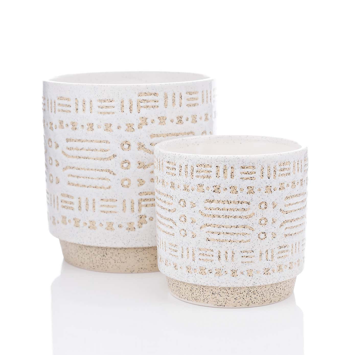 Hestia Set of 2 Textured Ceramic Plant Pots