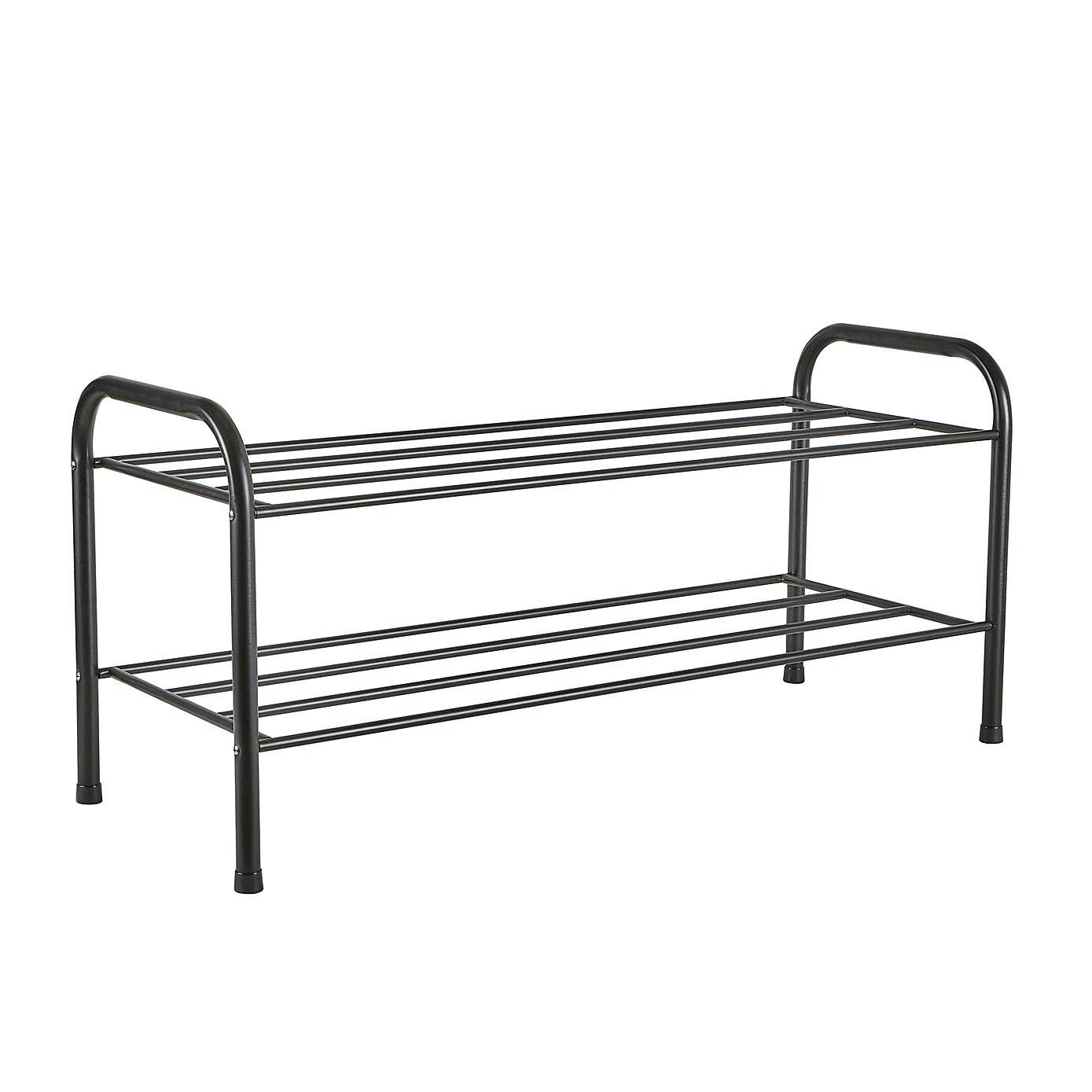 Black Metal 2 Tier Shoe Rack