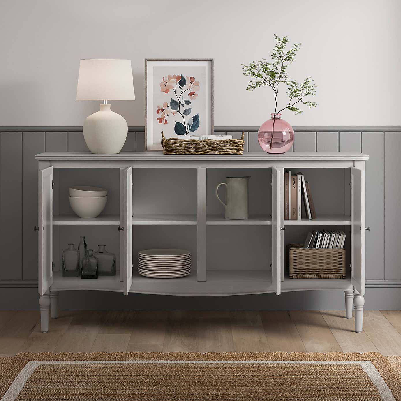 Ariella Large Sideboard, Warm Stone