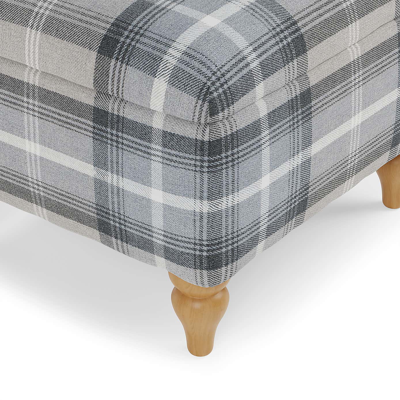 Oswald Check Storage Footstool Tapered Leg