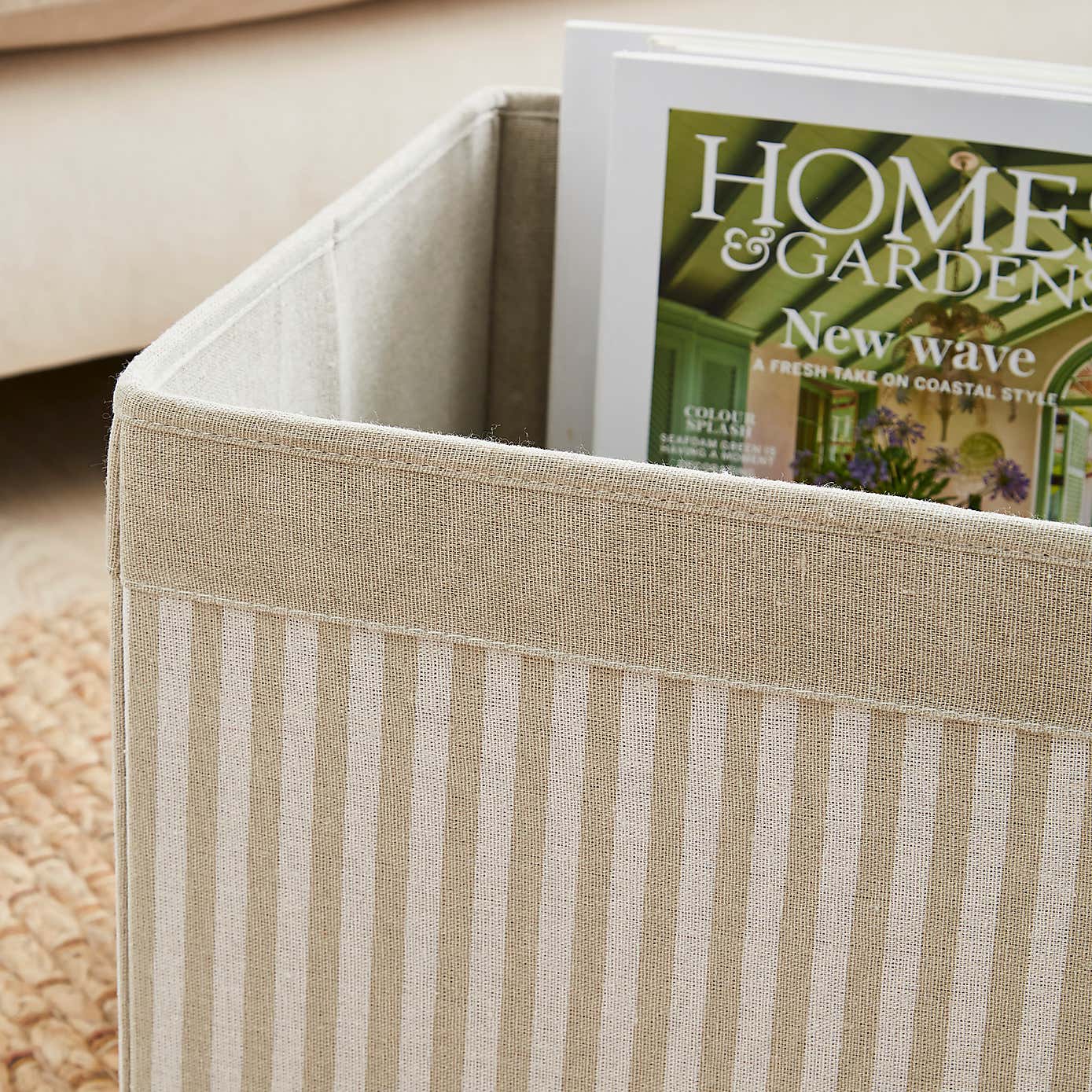 Set of 2 Striped Foldable Storage Boxes