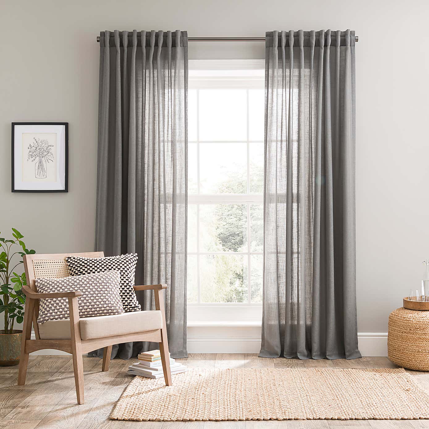 Touch of Linen Unlined Tab Top Curtains