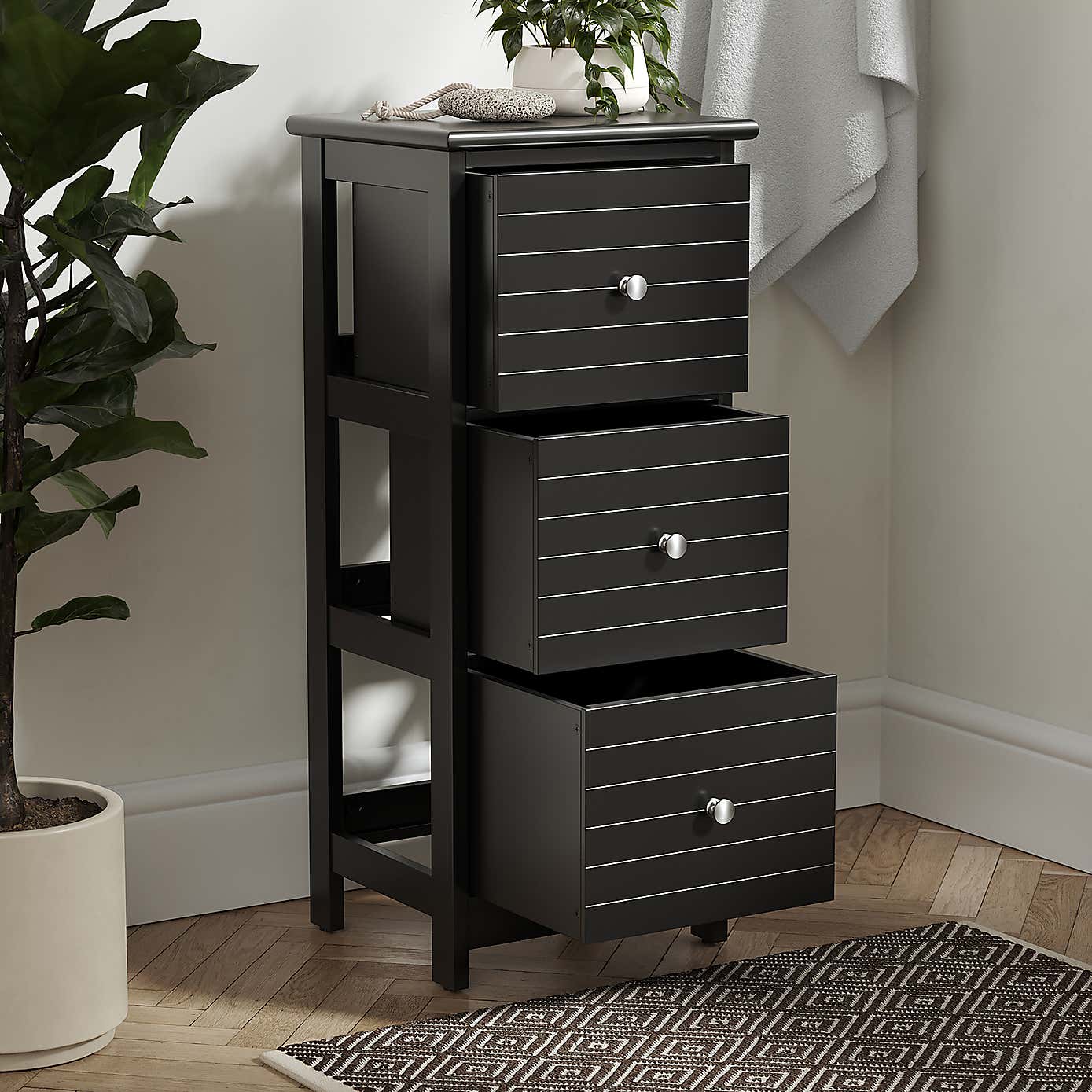 Nautical Black 3 Drawer Unit