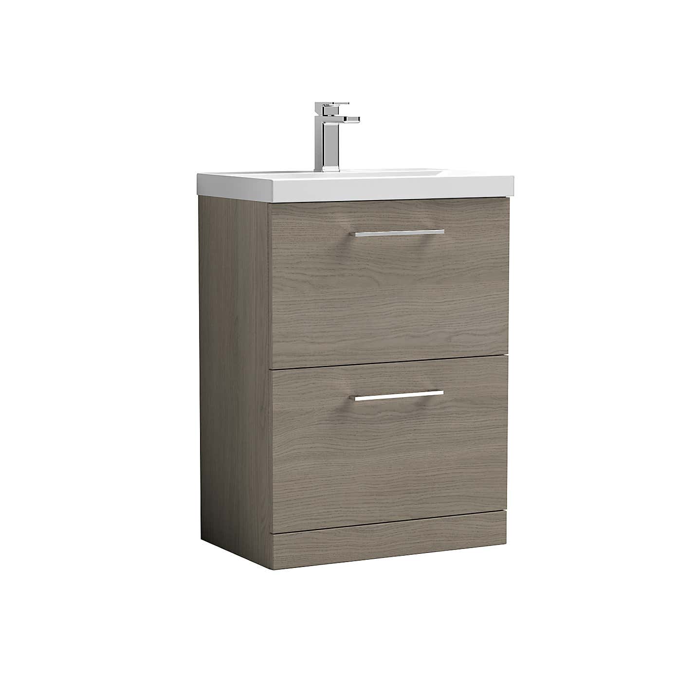 Arno Floor Standing 2 Drawer Vanity Unit with Basin