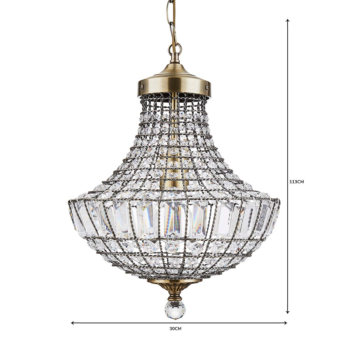 Knightsbridge Crystal Antique Brass Chandelier
