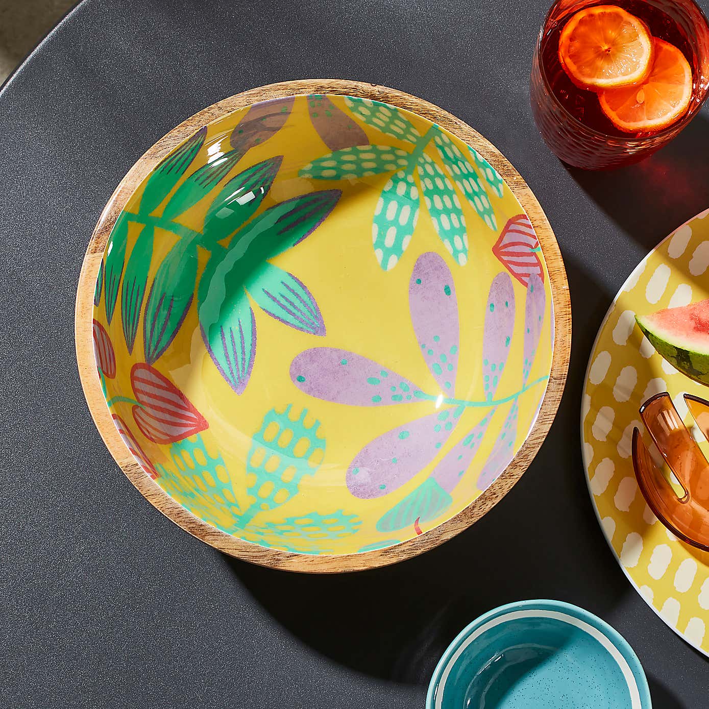 Palm Leaves Mango Wood Serving Bowl