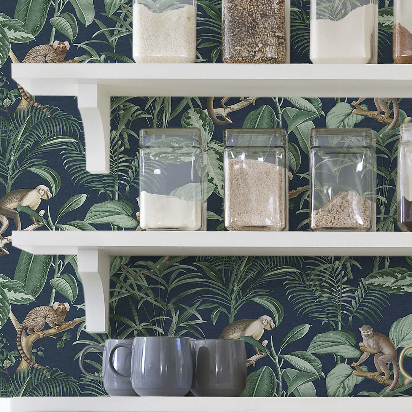 Nu Wall Self Adhesive Jungle Luxe Navy Wallpaper
