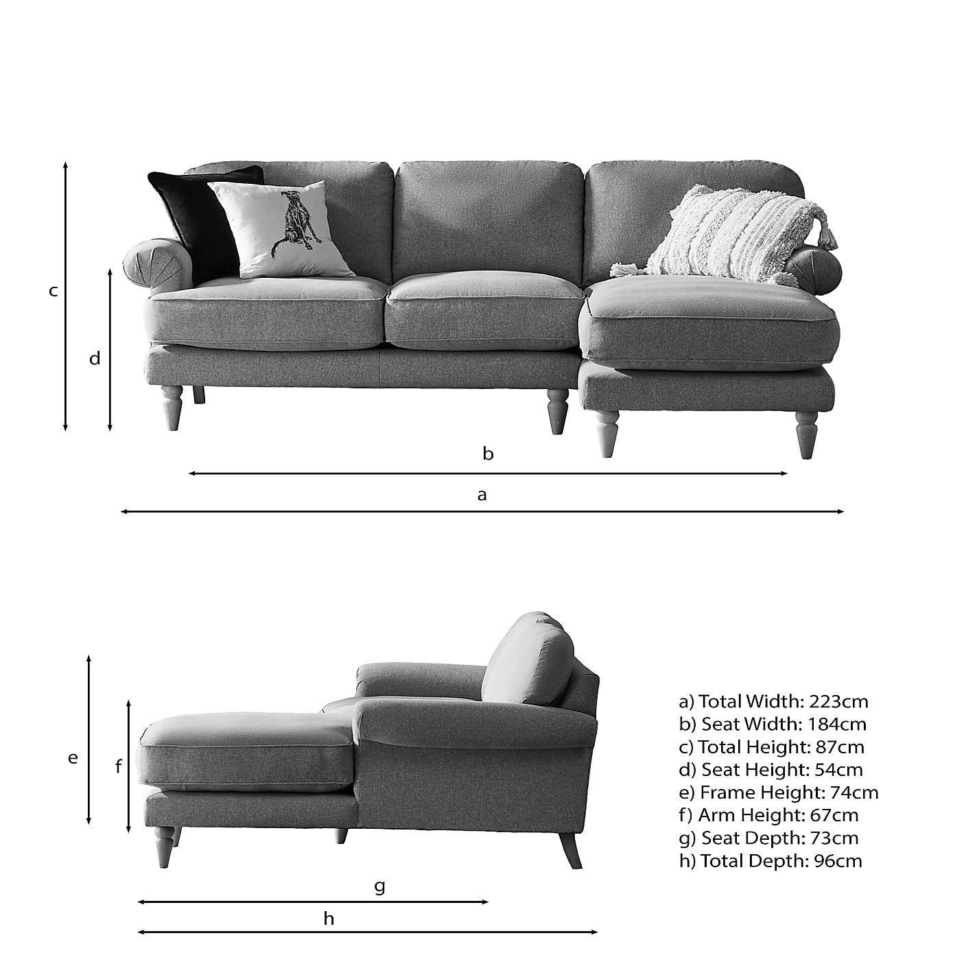 Jolene Soft Texture Corner Chaise Sofa