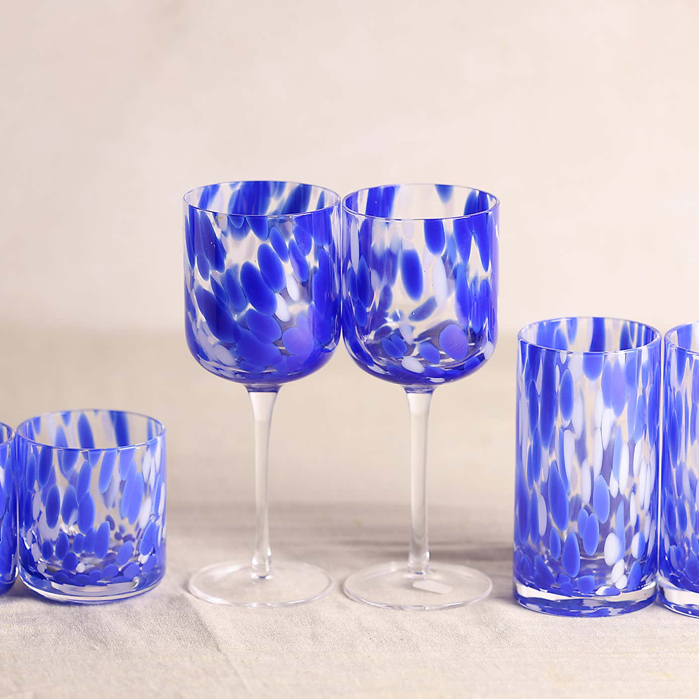 Hestia Set of 2 Blue Tortoise Shell Tumbler Glasses