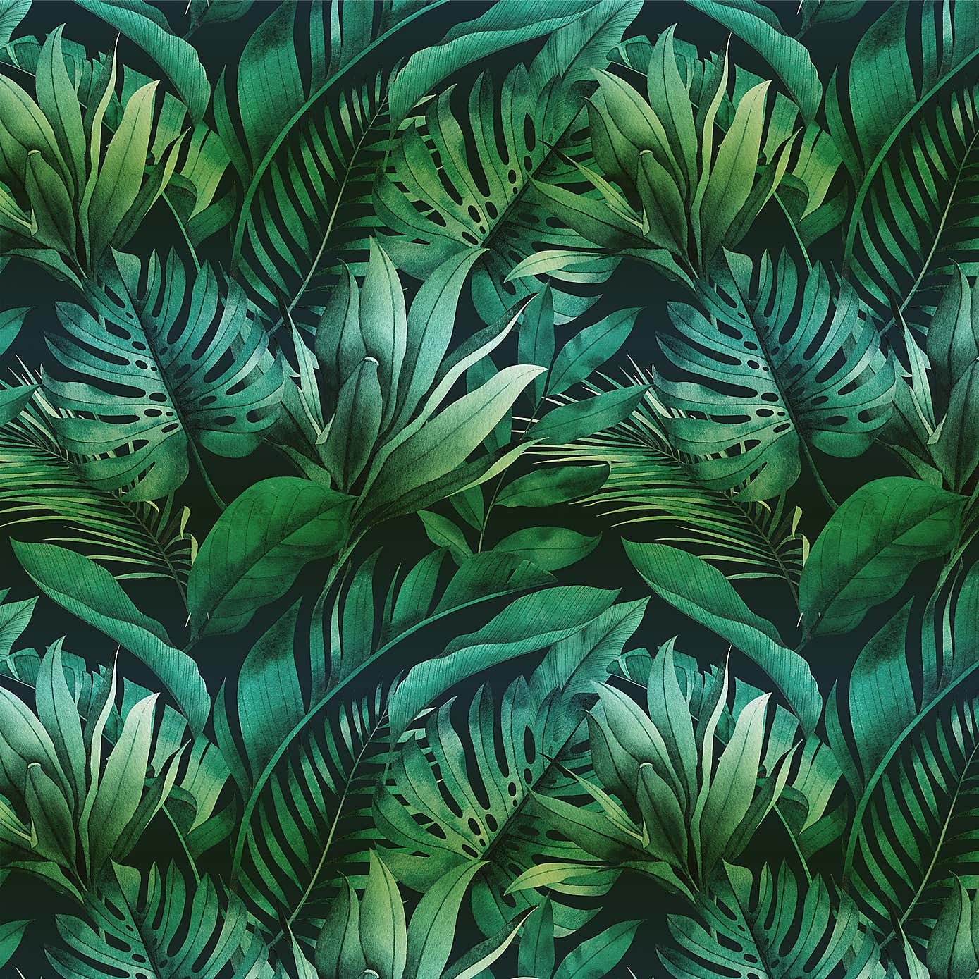 Tropical Leaves Green Mural
