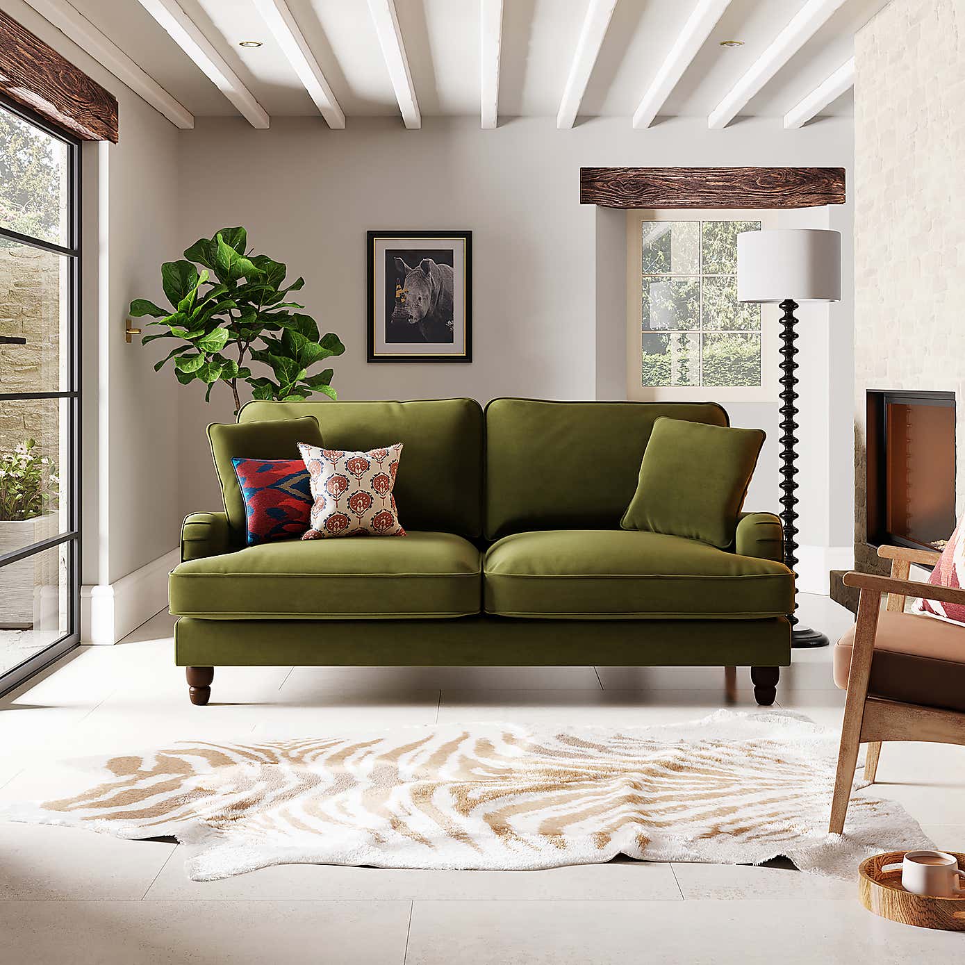 Beatrice Velvet 3 Seater Sofa