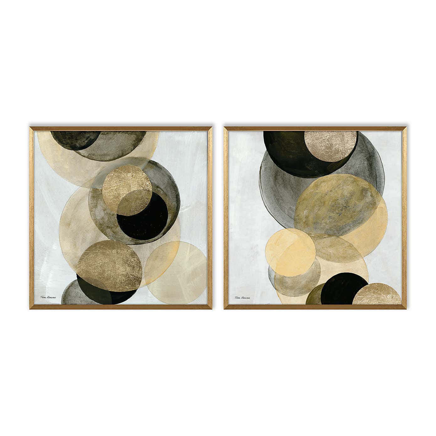 Set of 2 Gold Circles Framed Prints