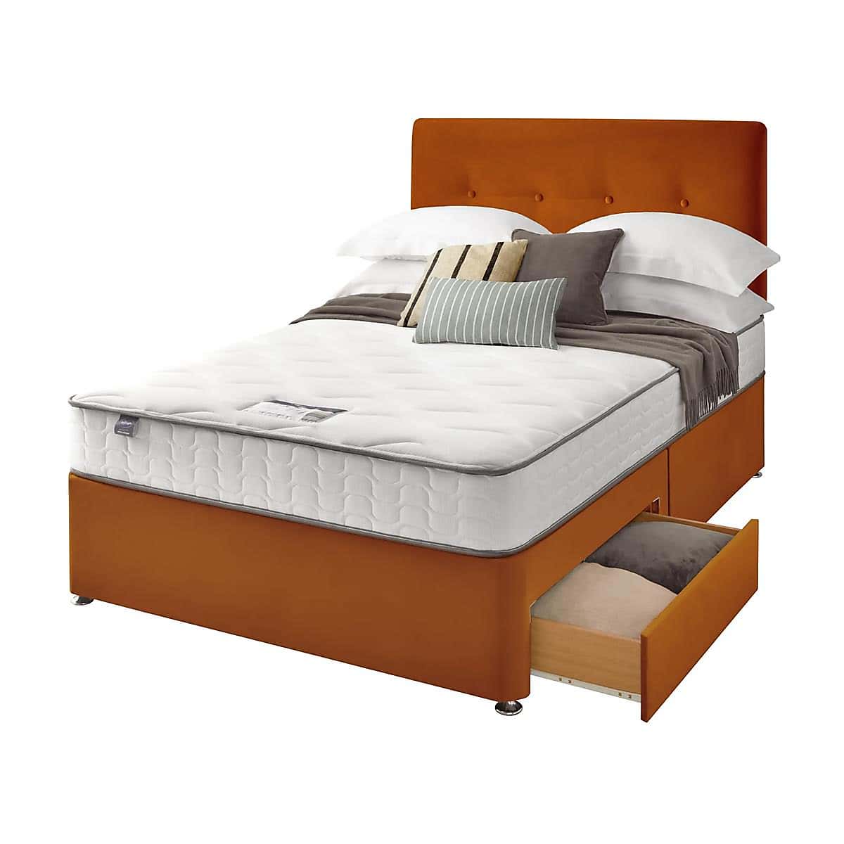 Silentnight 2 Drawer Divan Bed With Velvet Francisco Headboard