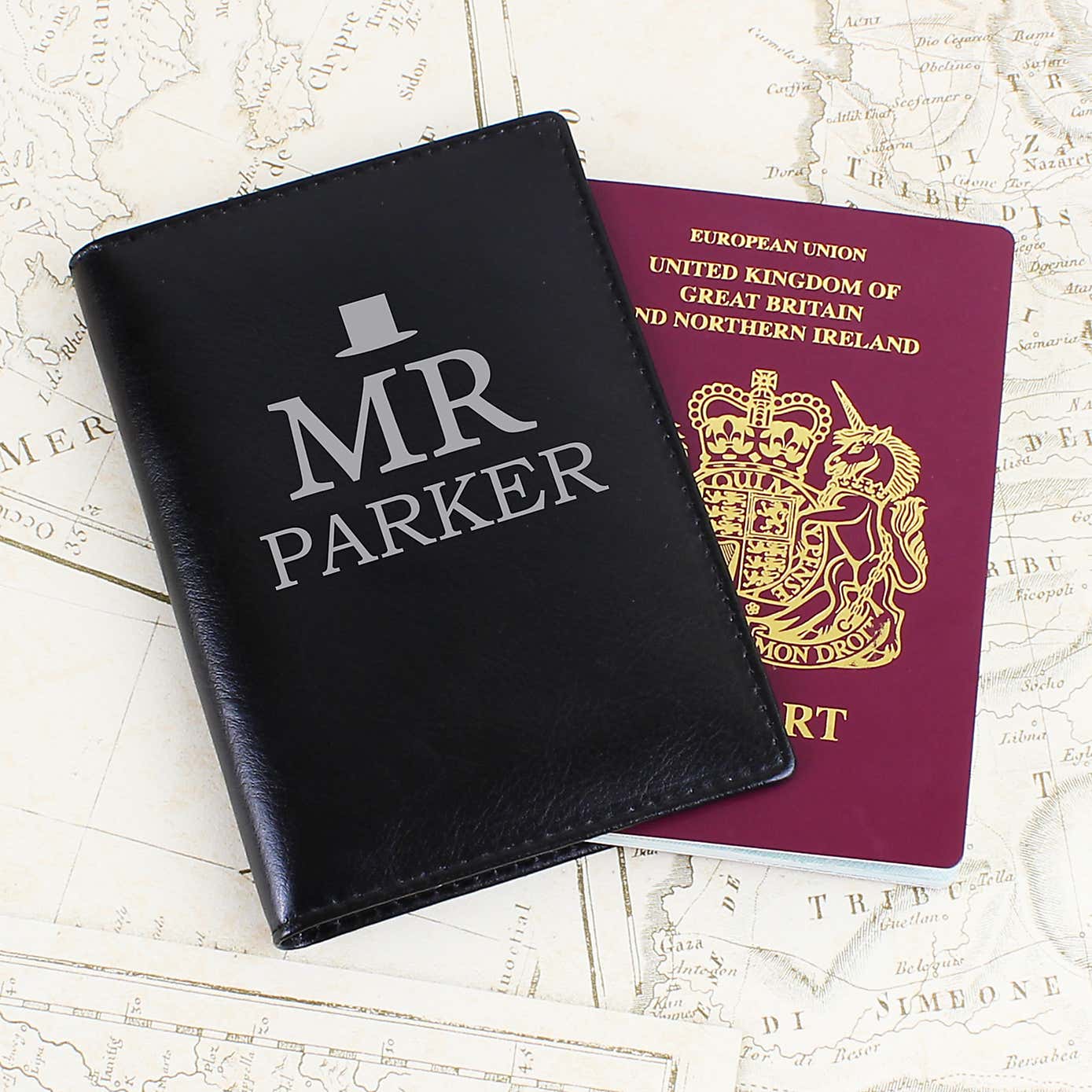 Personalised Set of 2 Mr and Mrs Leather Passport Holders