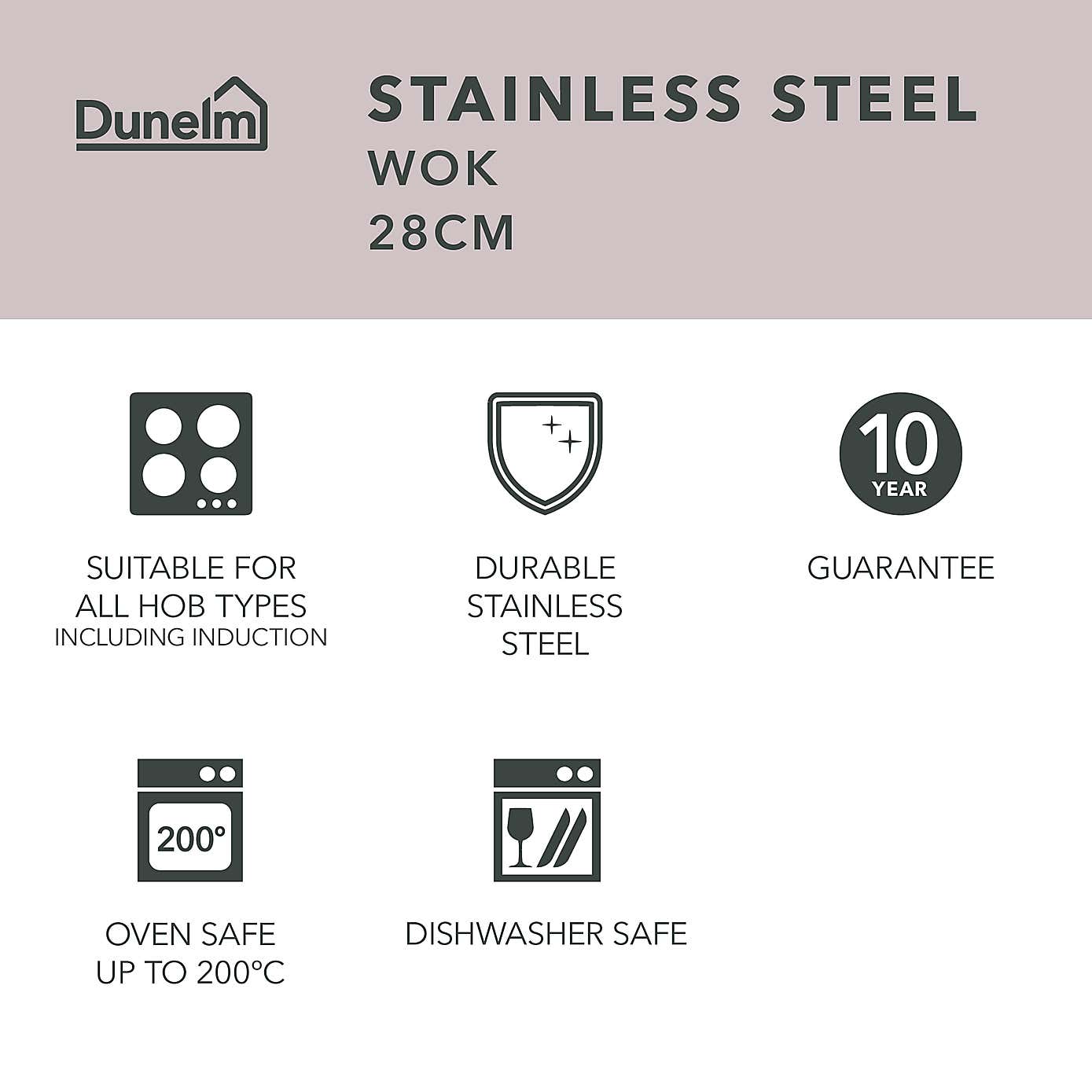 Recycled Stainless Steel Wok, 28cm