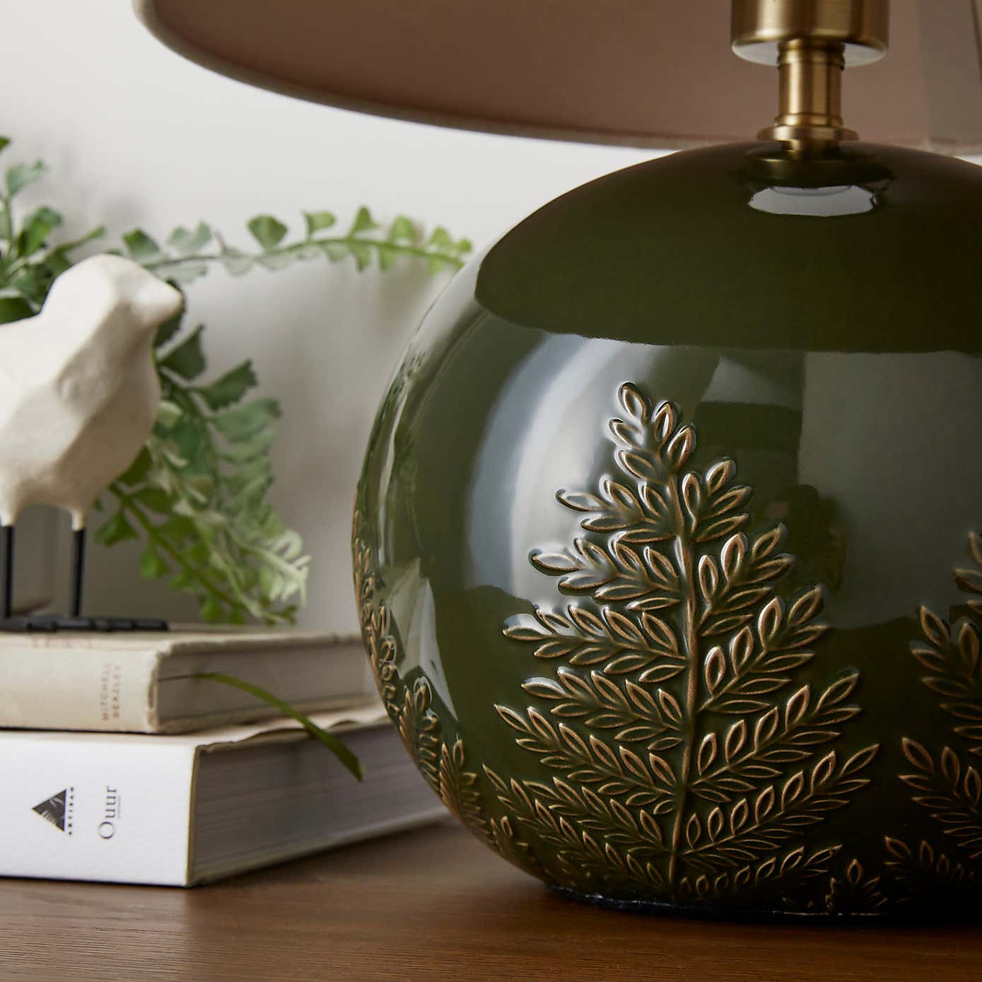 Churchgate Fawsley Fern Embossed Ceramic Table Lamp