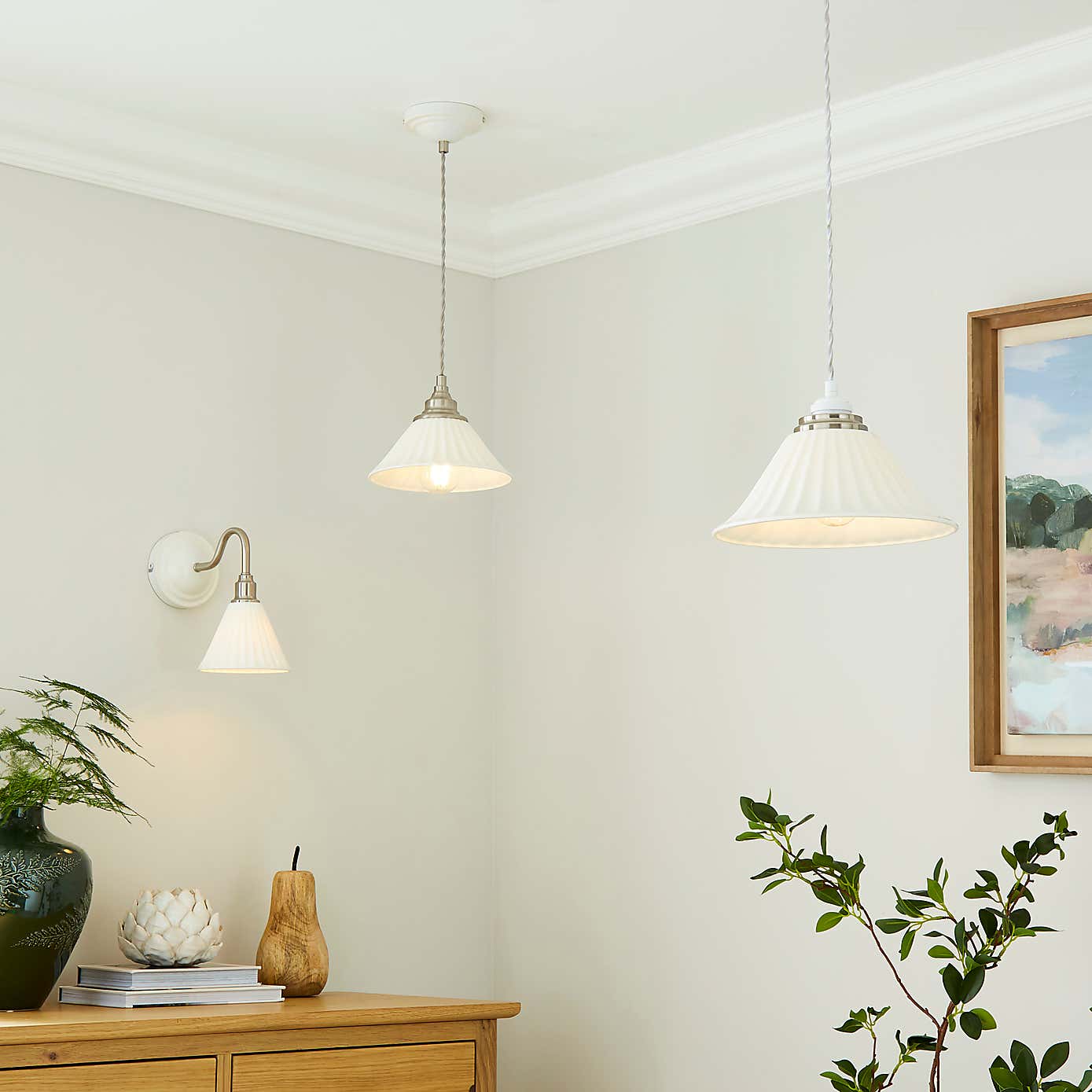 Lilbourne Ribbed Ceramic Easy Fit Pendant Shade