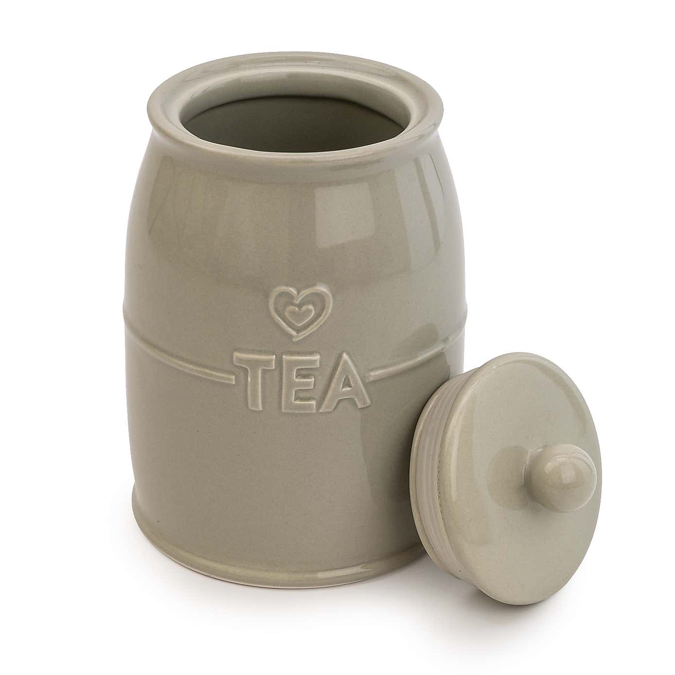 White Hearts Tea Canister