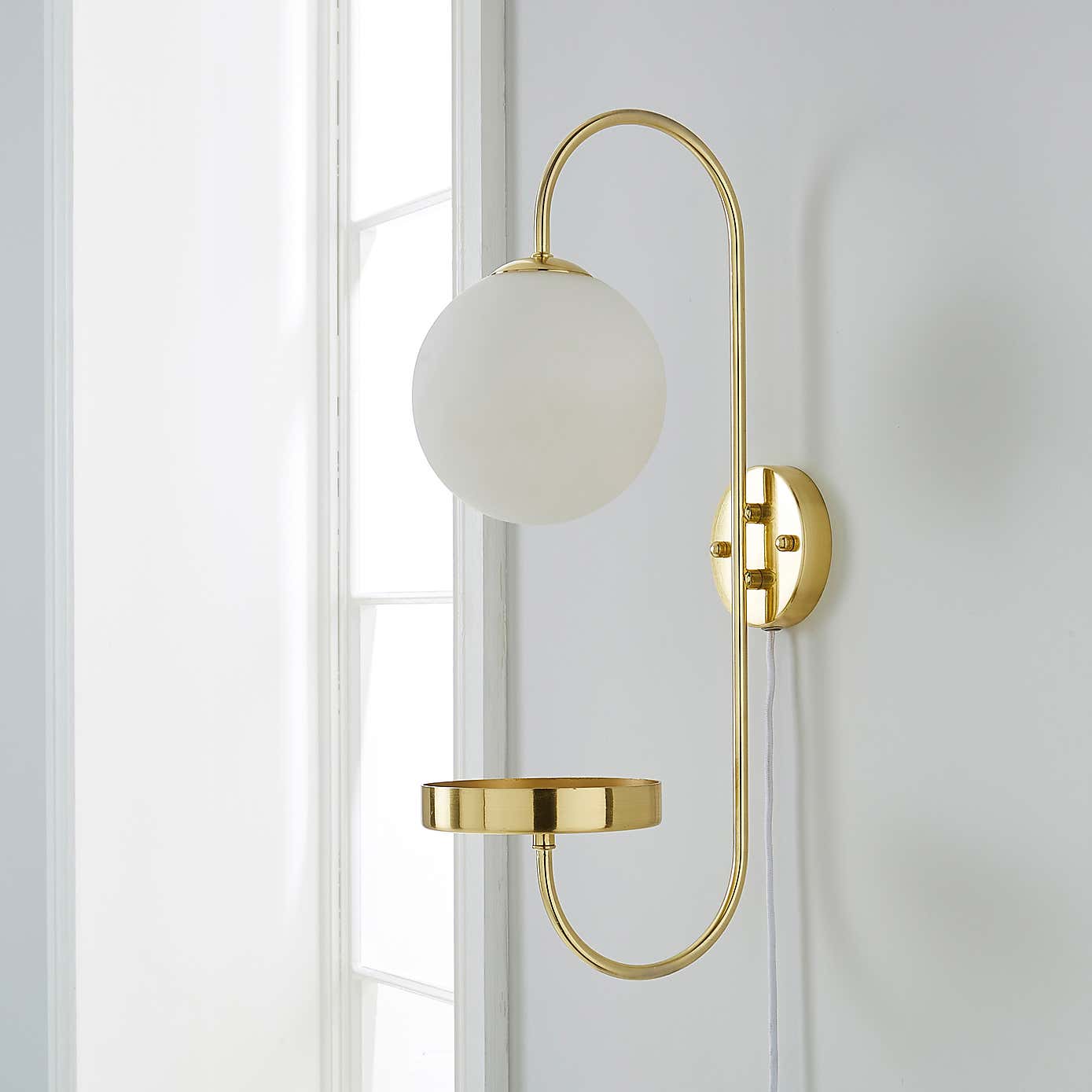 Gigi Easy Fit Plug In Wall Light with Shelf