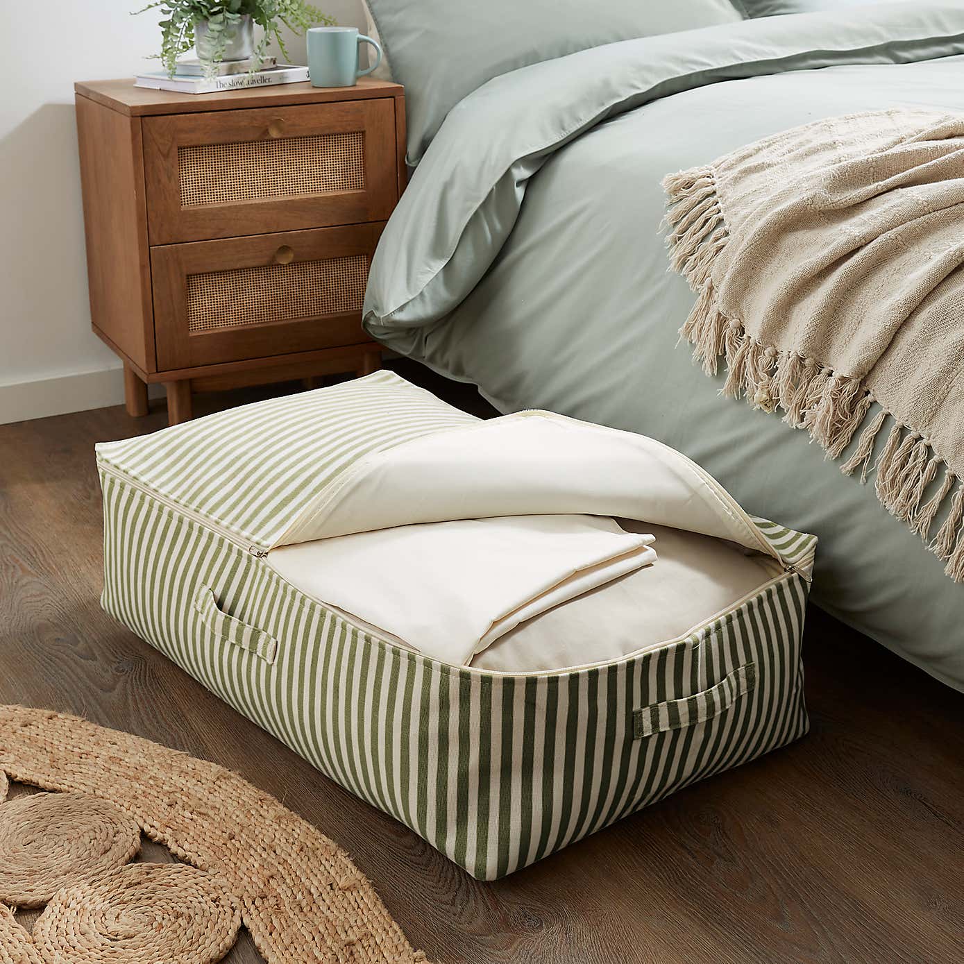 Striped Underbed Storage Storage Bag