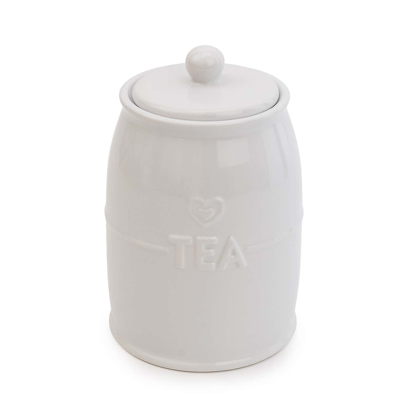 White Hearts Tea Canister