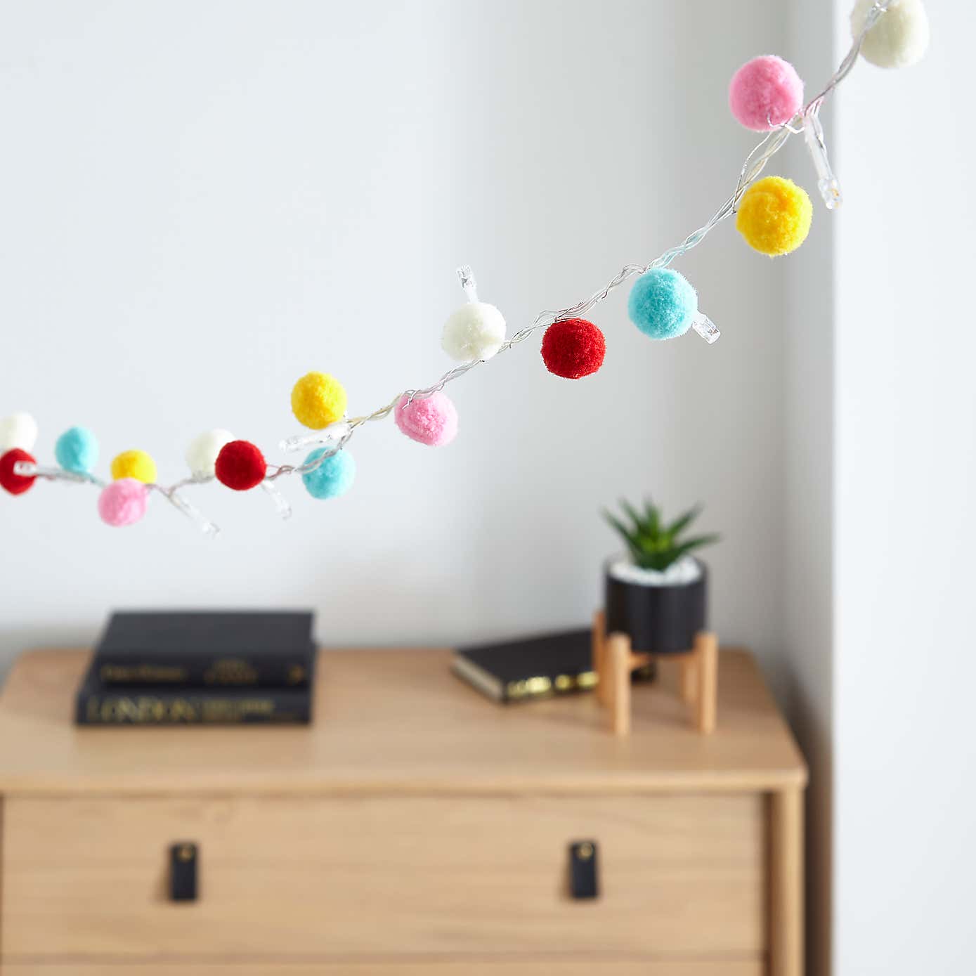 Multicoloured Pom Pom String Lights
