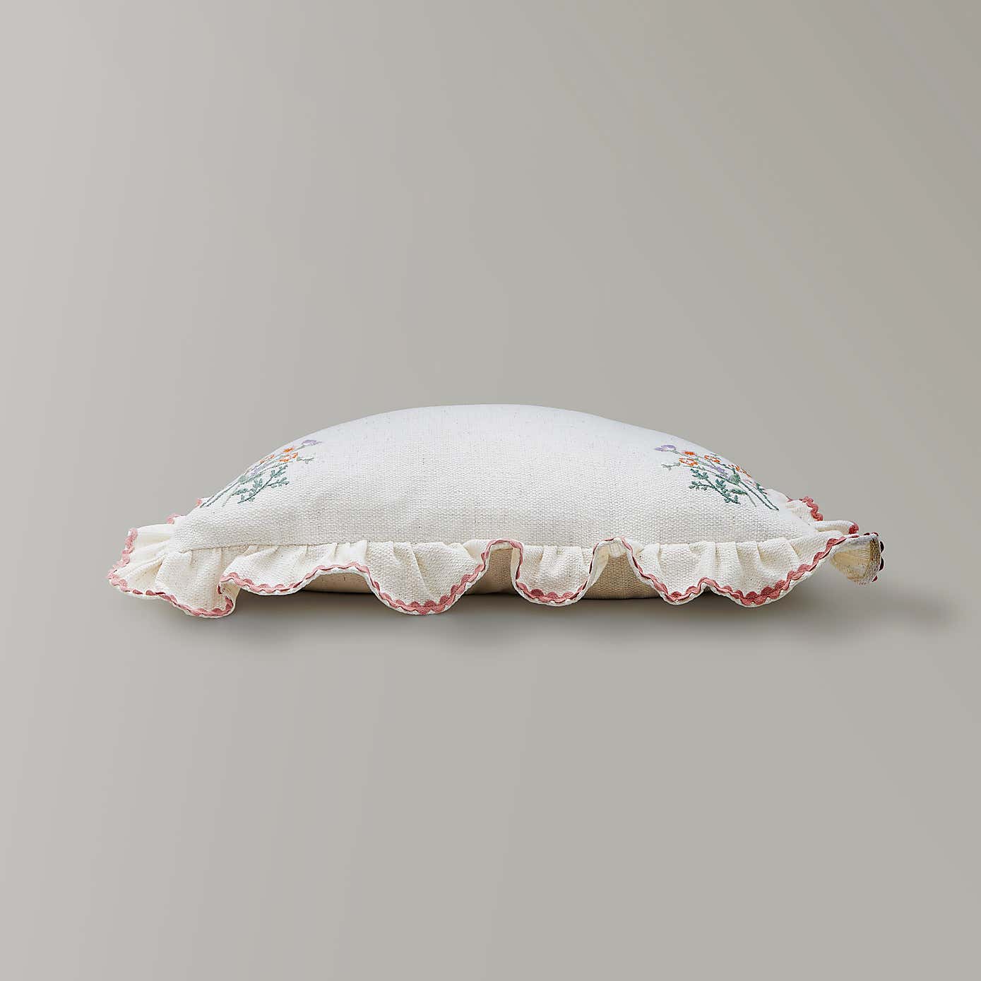 Primrose Floral Ruffle Edge Rectangular Cushion
