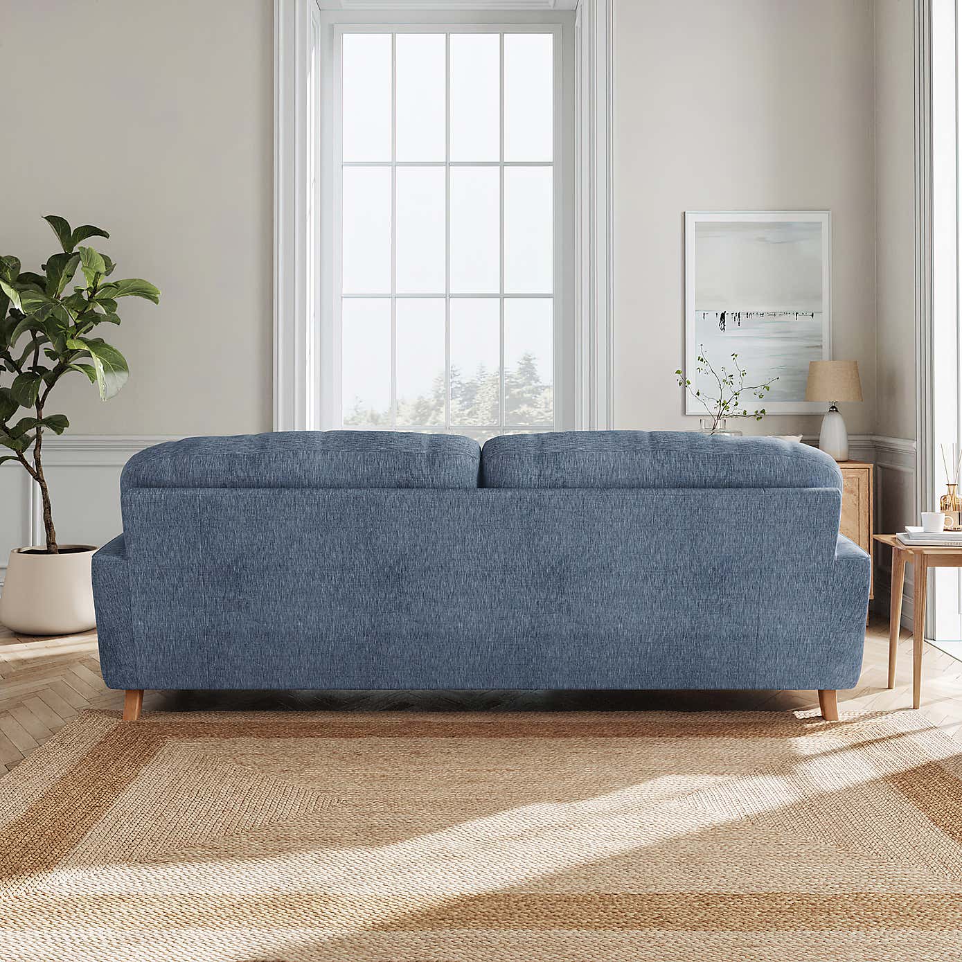 Martha Slub Faux Linen 4 Seater Sofa