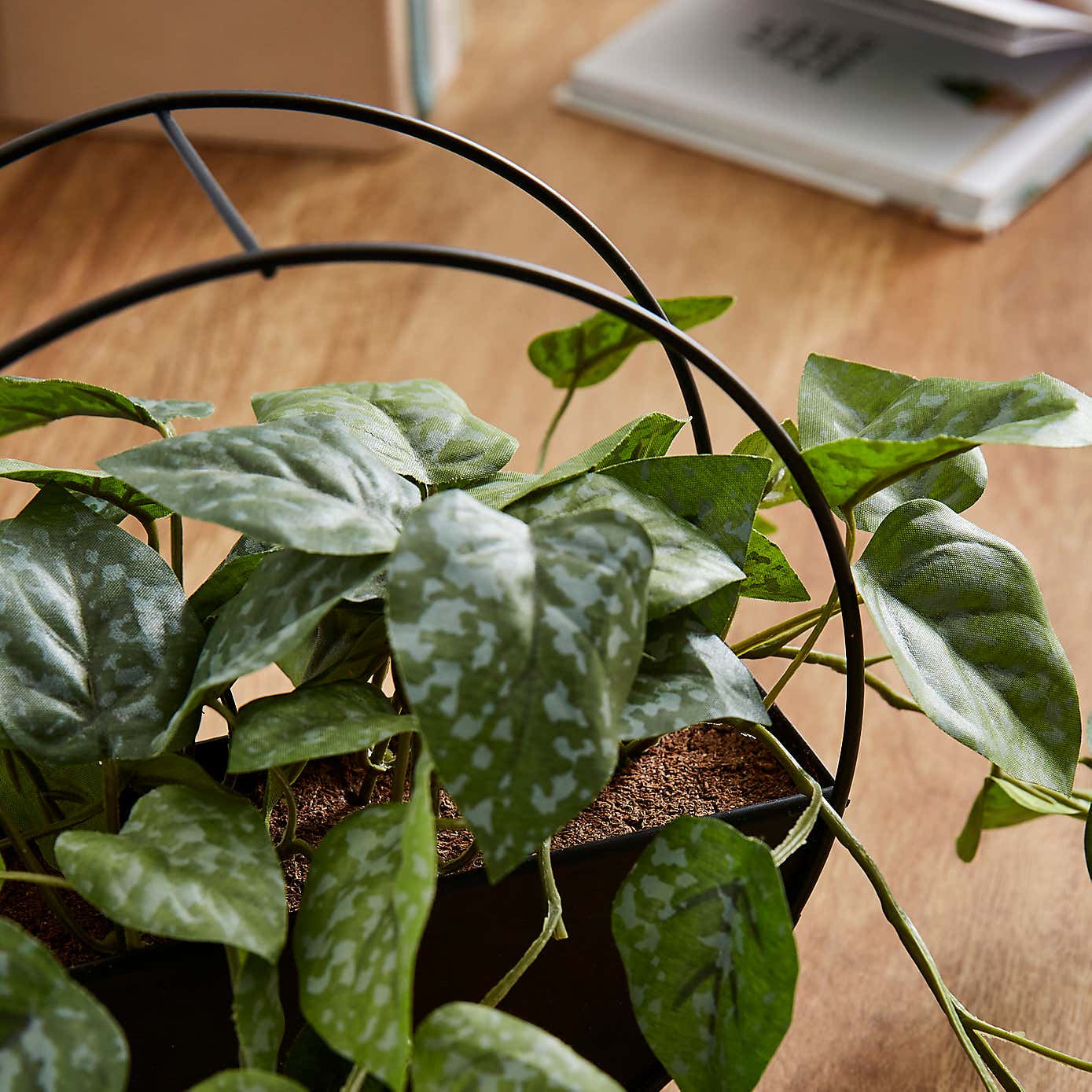 Artificial Trailing Plant in Round Metal Vase