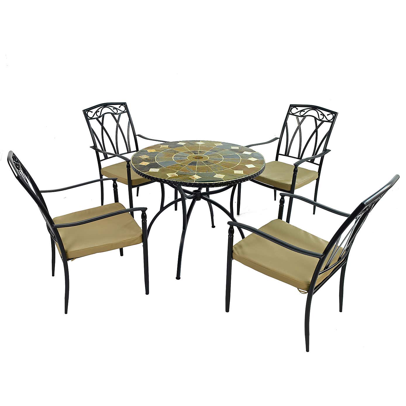 Glendale 91cm Patio Table Set with 4 Austin Chairs