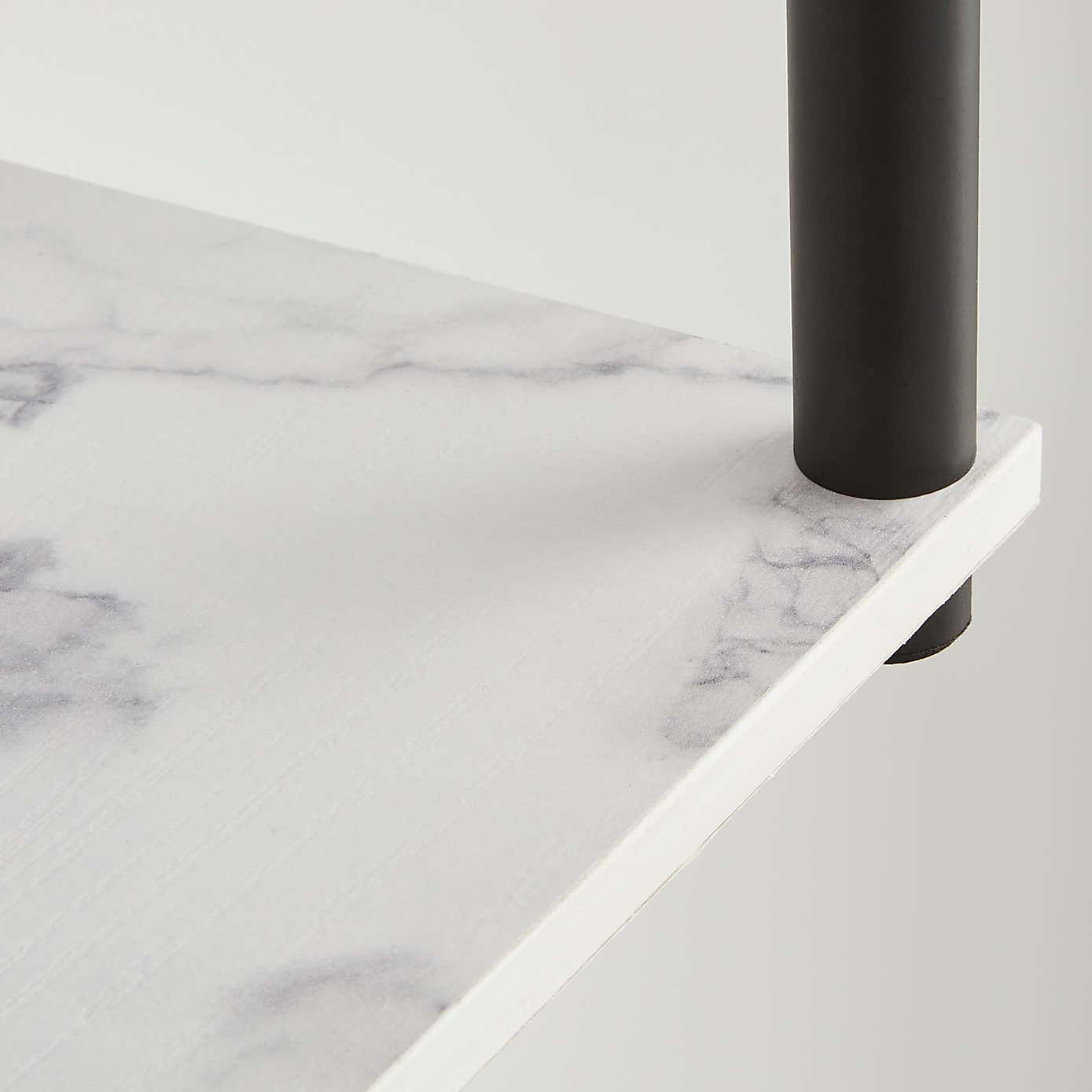 Aiko Wall Unit with LED Lights Black and Faux Marble