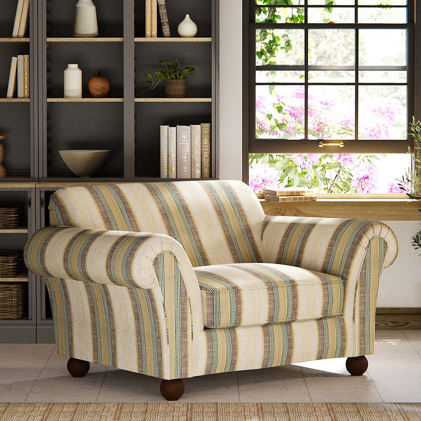 Angus Striped Linen Snuggle Chair