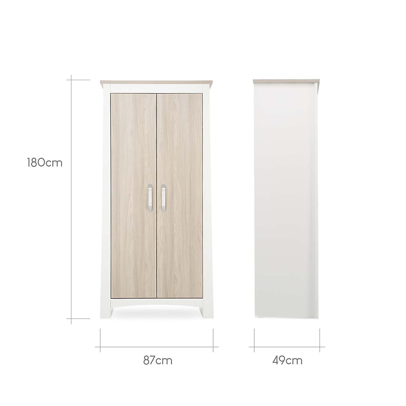 CuddleCo Ada 2 Door Wardrobe, White Ash