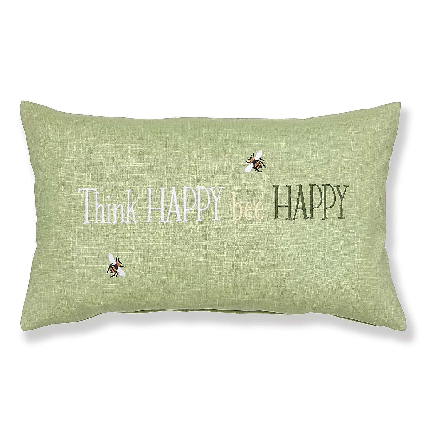 Think Happy Bee Happy Green Cushion