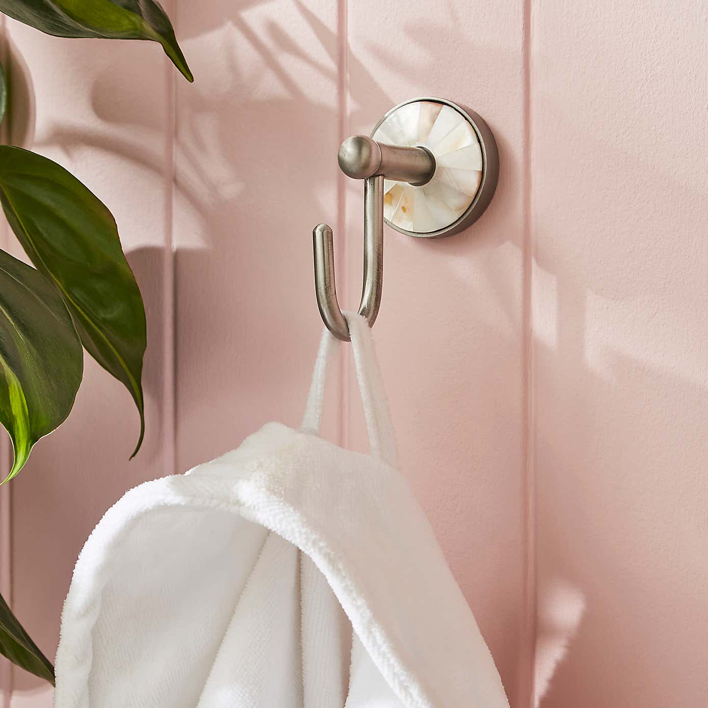 Mother of Pearl Brushed Chrome Towel Hook
