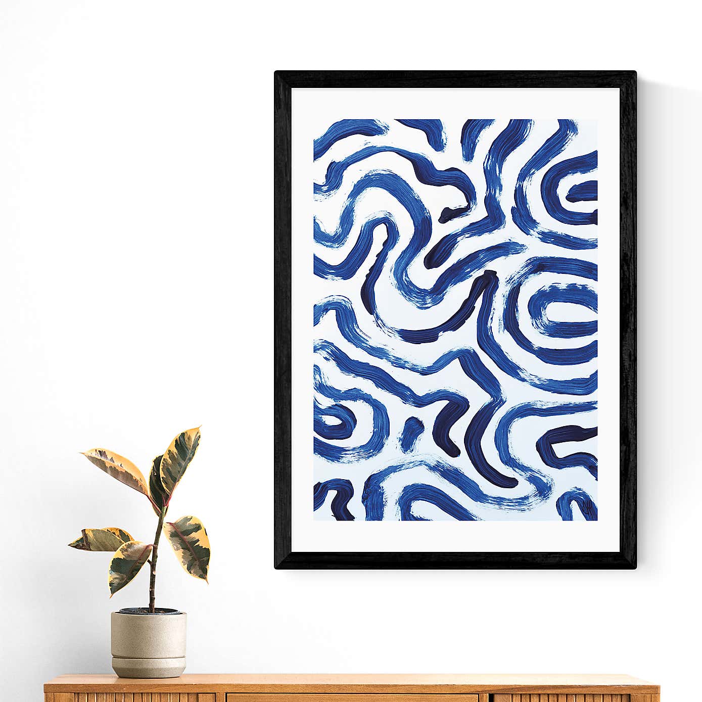 East End Prints Blue Minimal by Dan Hobday Print