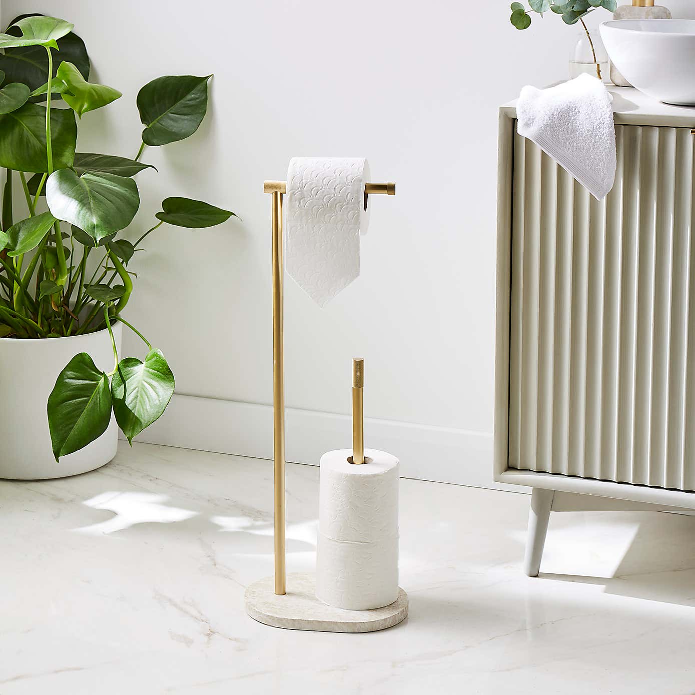 Minimal Luxe Gold Marble Effect Toilet Butler