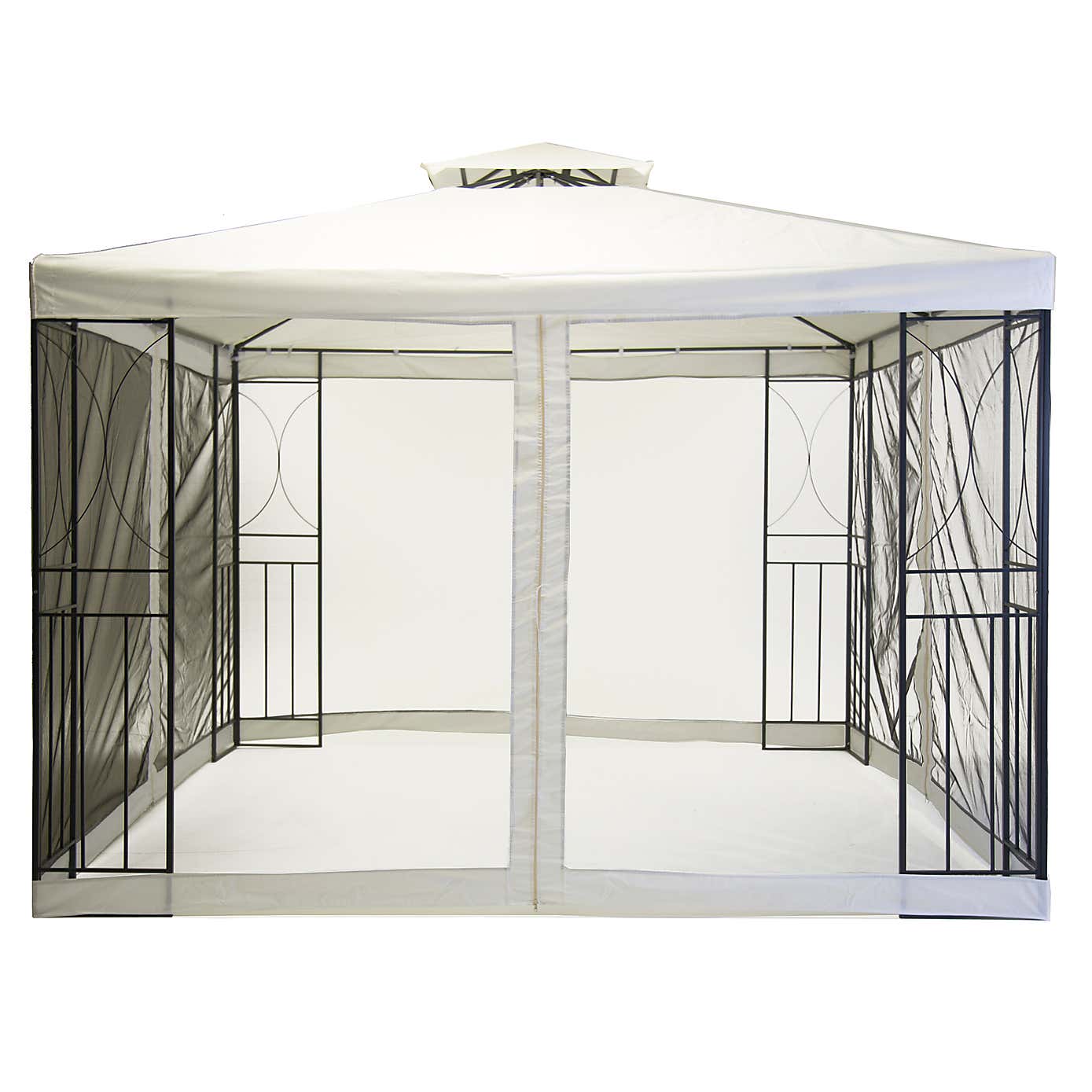 Charles Bentley Steel Cream Gazebo with Fly Screen