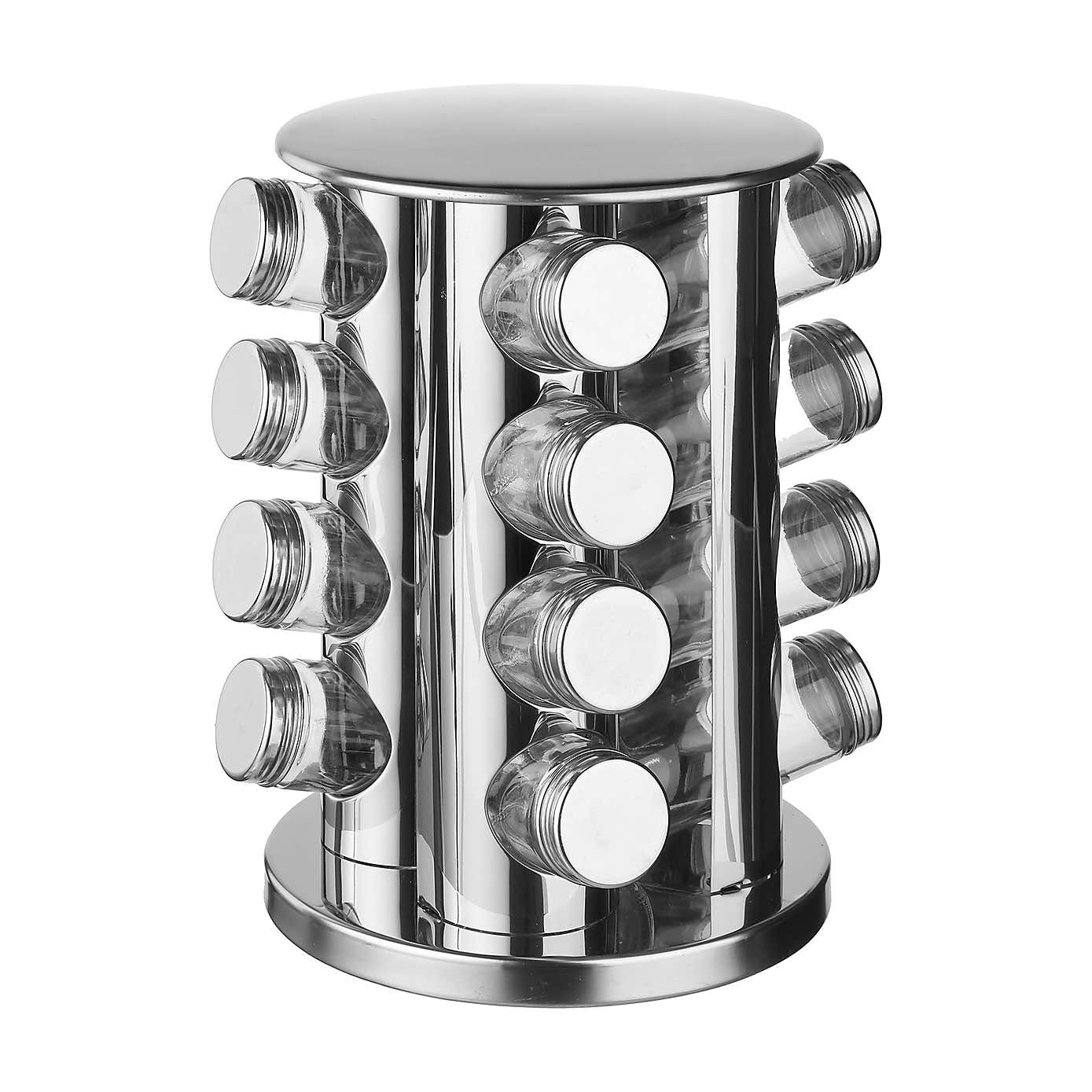 Stainless Steel 16 Jar Rotating Spice Rack Set