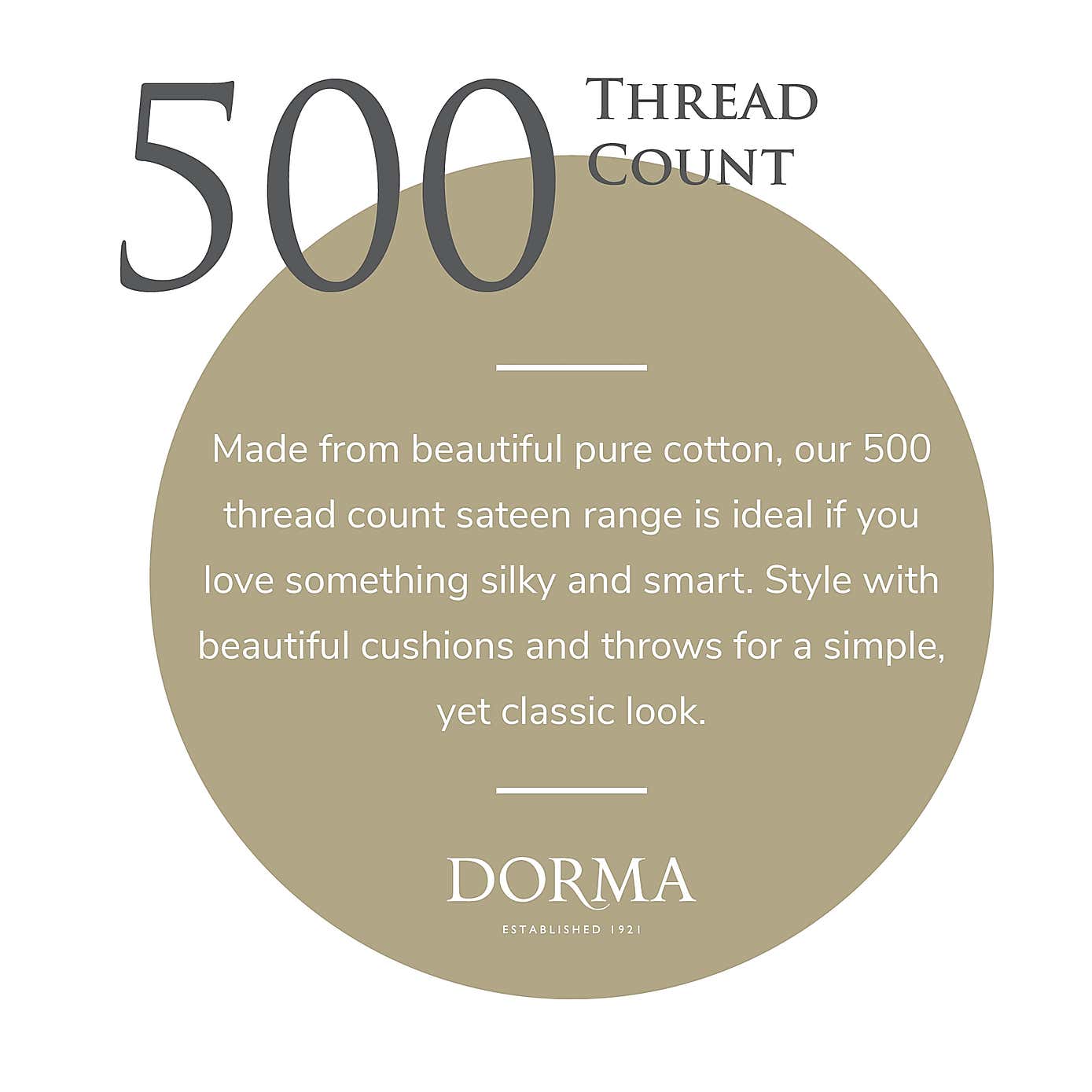 Dorma 500 Thread Count 100% Cotton Sateen Standard Kingsize Pillowcase