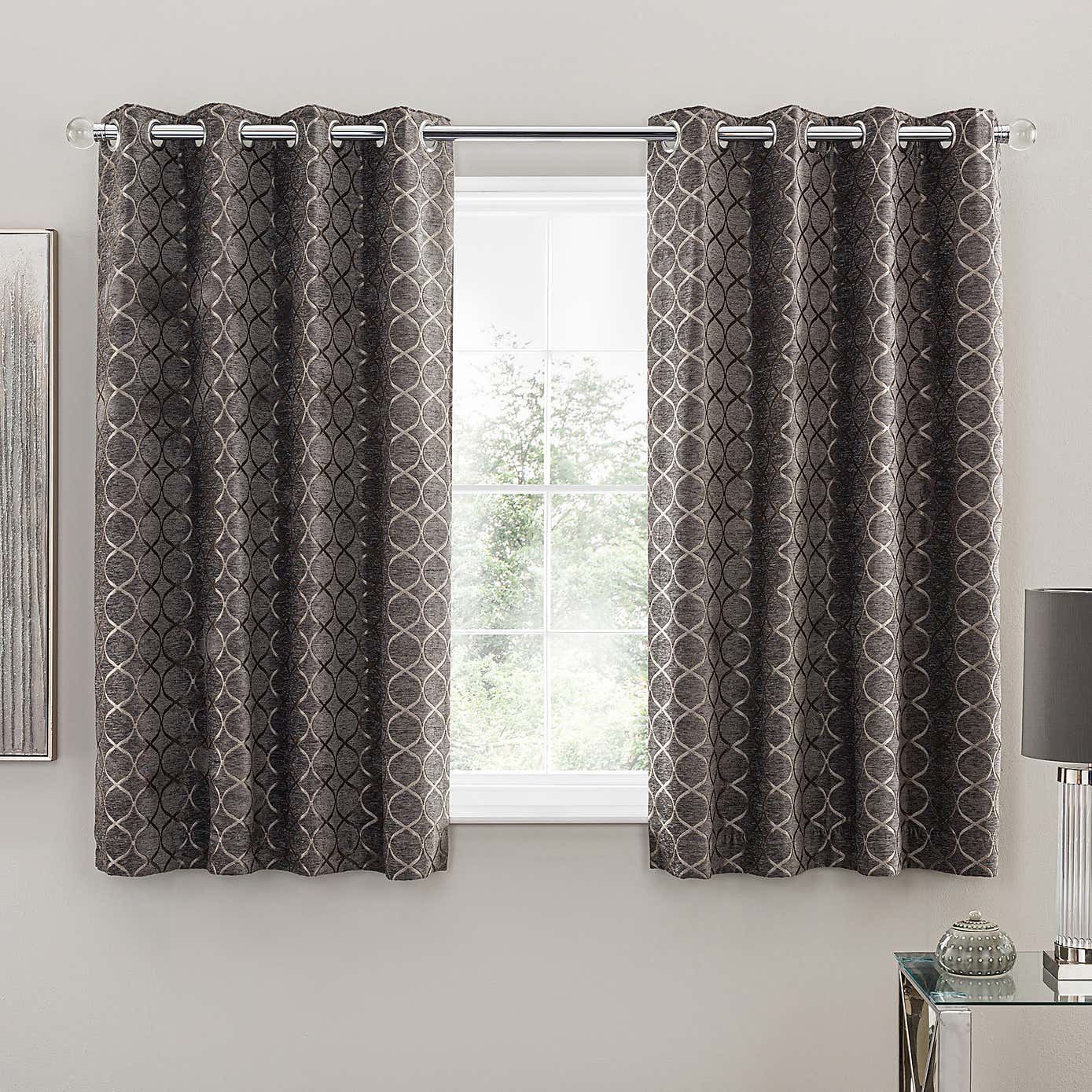 Chenille Ogee Eyelet Curtains