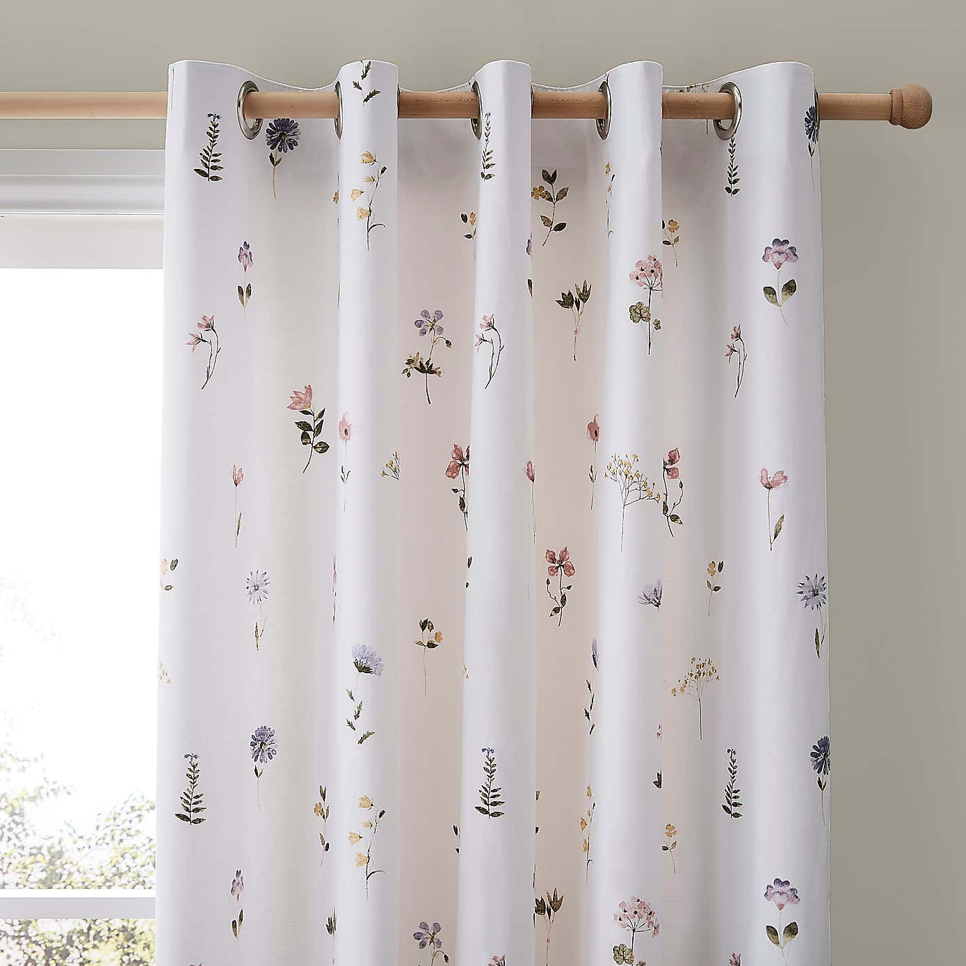 Pressed Floral Blackout Eyelet Curtains