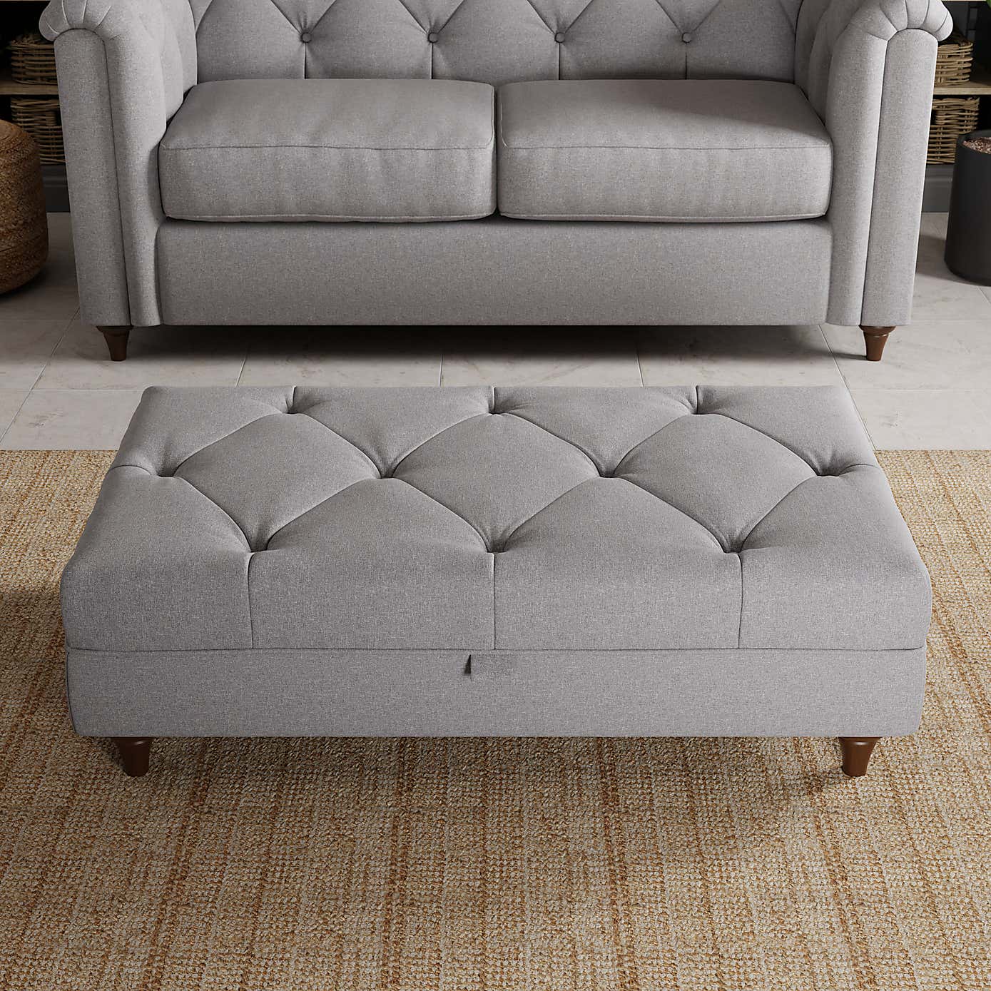 Chesterfield Soft Texture Storage Footstool