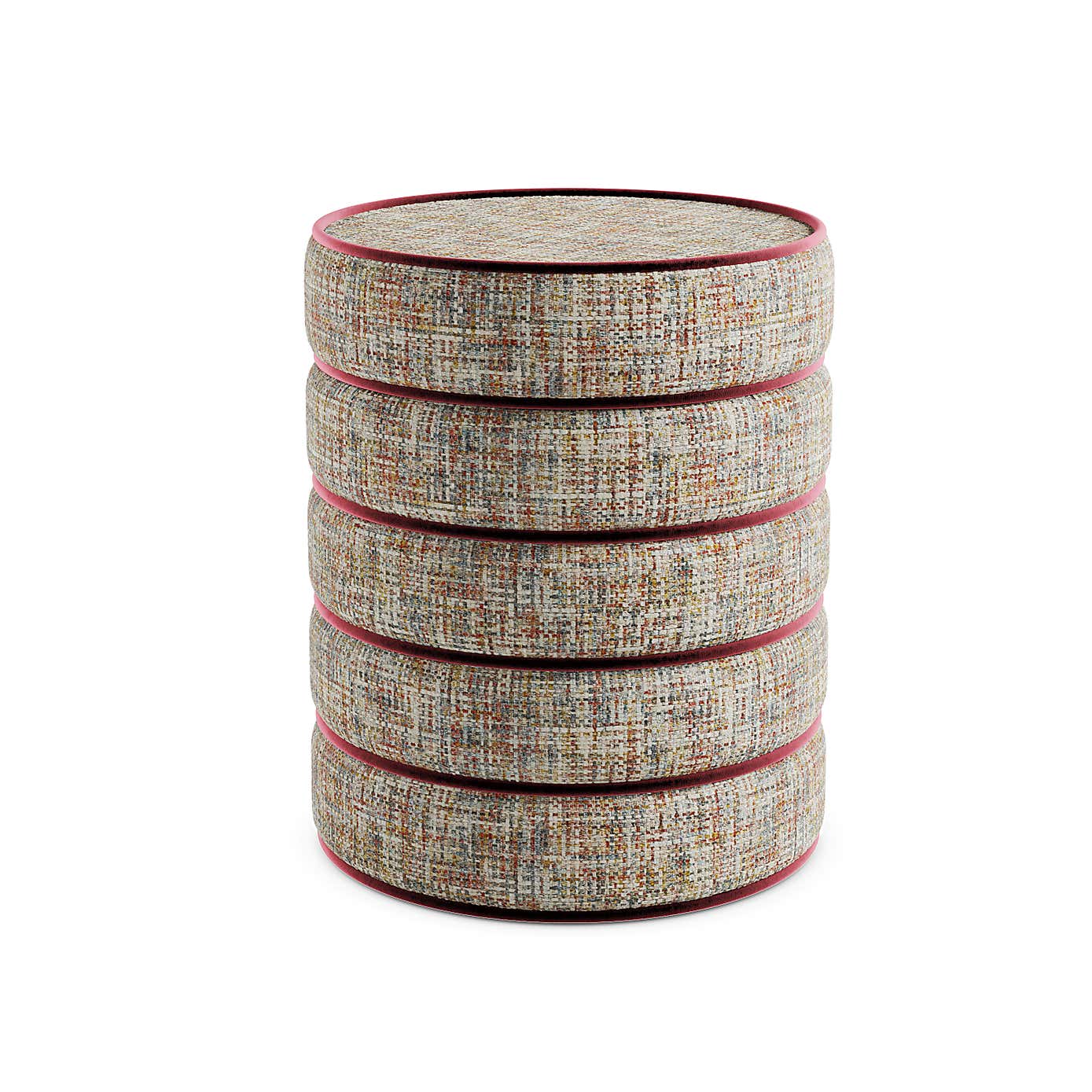 Contrast Piping Storage Footstool, Multicoloured Chenille