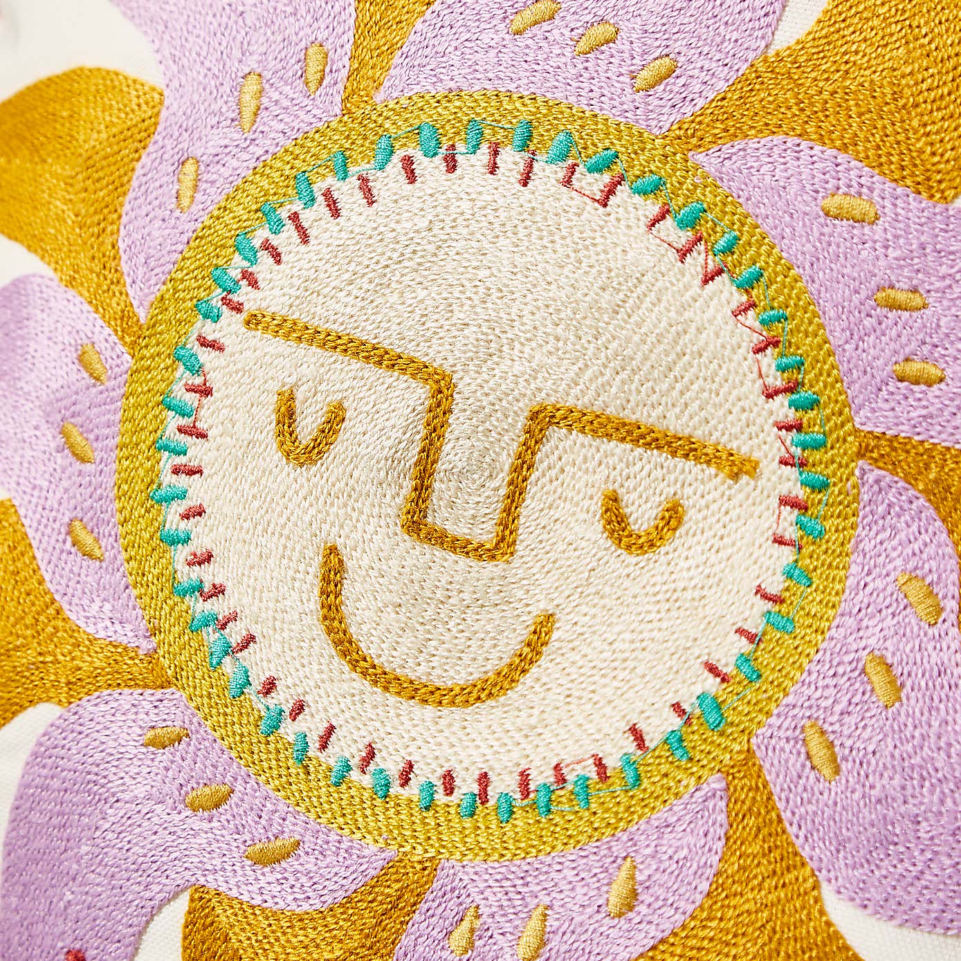 Sun Embelished Multicolour Outdoor Square Cushion