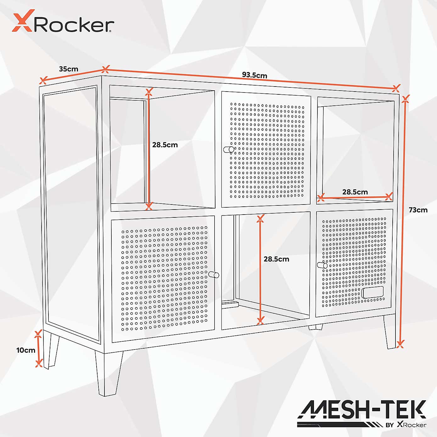X Rocker MESH TEK Wide Shelf Cabinet with 6 Cube Storage